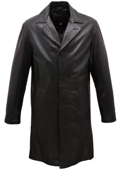 trois quart cuir homme 9200 noir face