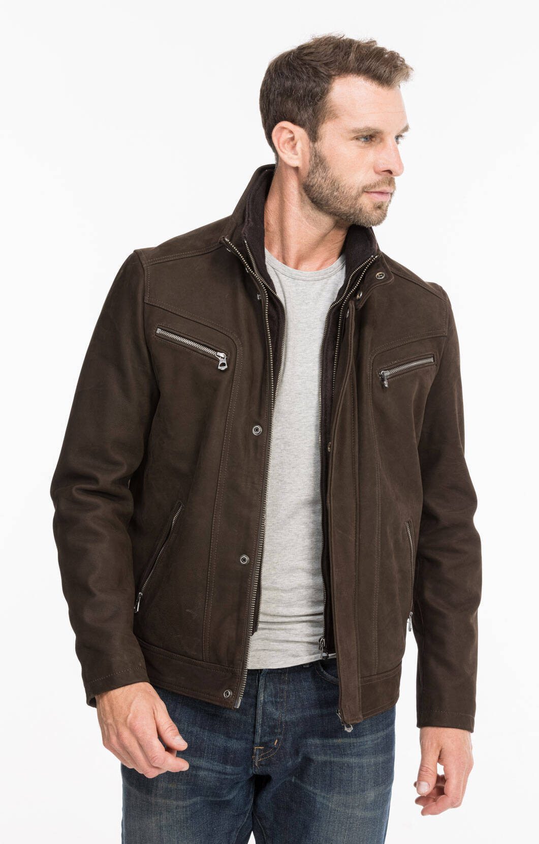 Vêtement en cuir Vestes & Trois Quart cuir marron