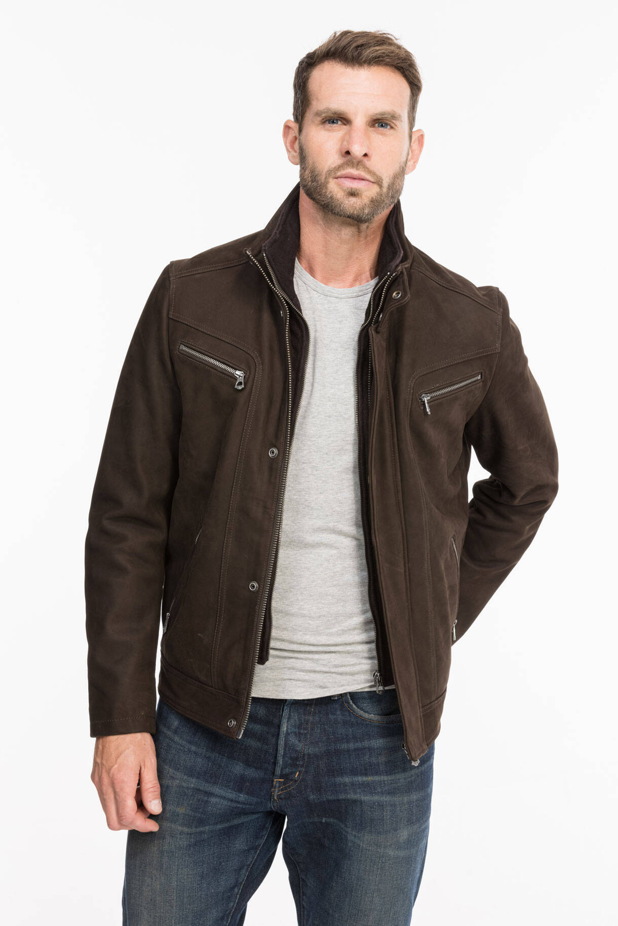 Vêtement en cuir Vestes & Trois Quart cuir marron