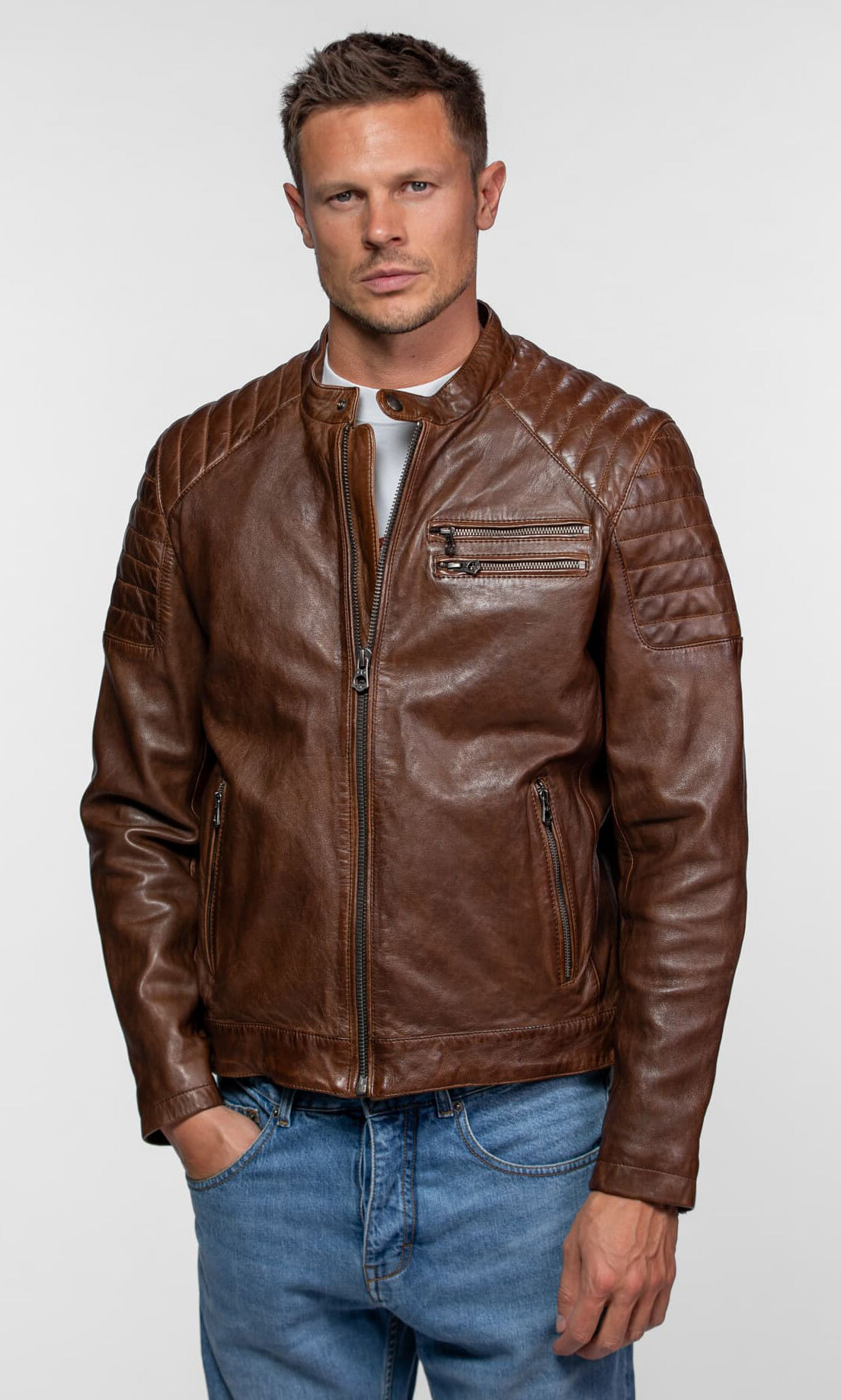 Vêtement en cuir Blousons cuir marron
