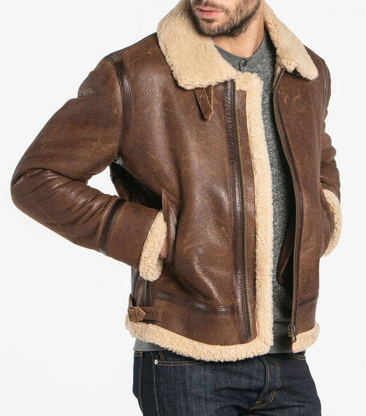 Bombardiers cuir en cuir mouton ref day18 101297 marron Blousons cuir en cuir mouton ref BOMBARDIER HOMME marron marron