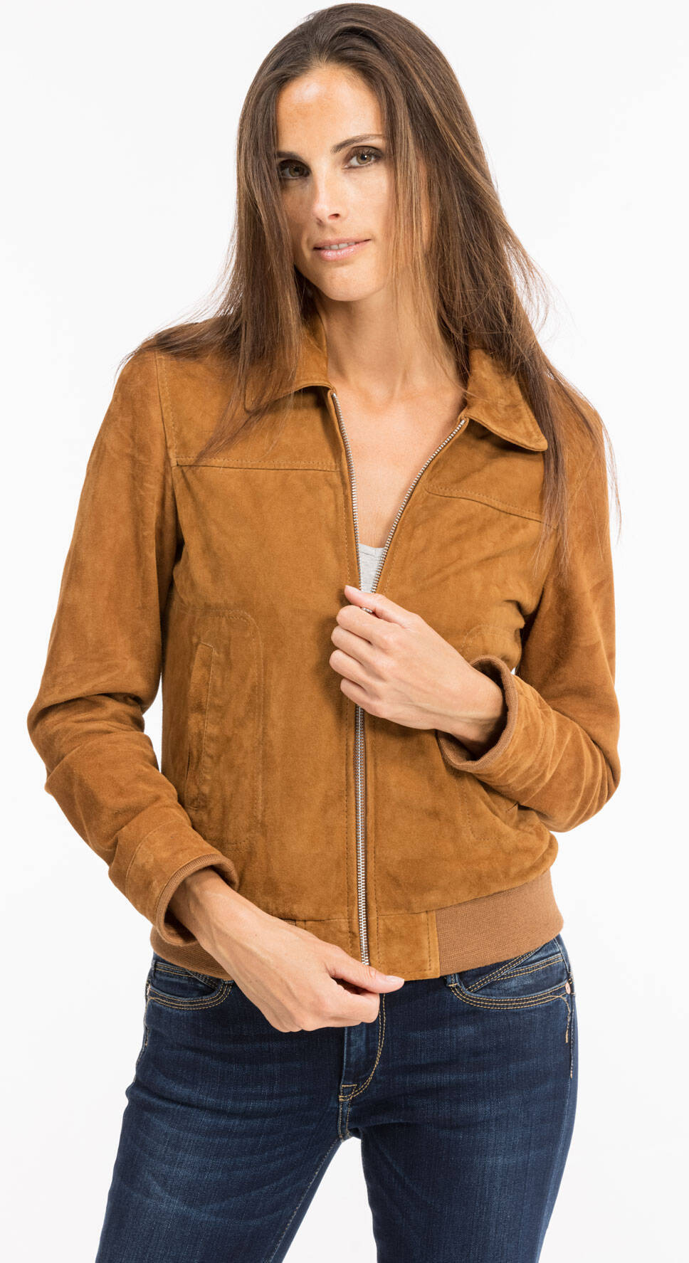 Vêtement en cuir Blousons cuir cognac