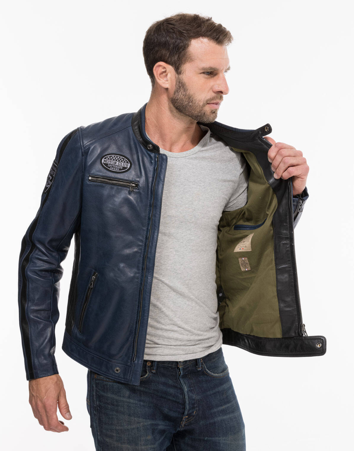 Vêtement en cuir Blousons cuir bleu