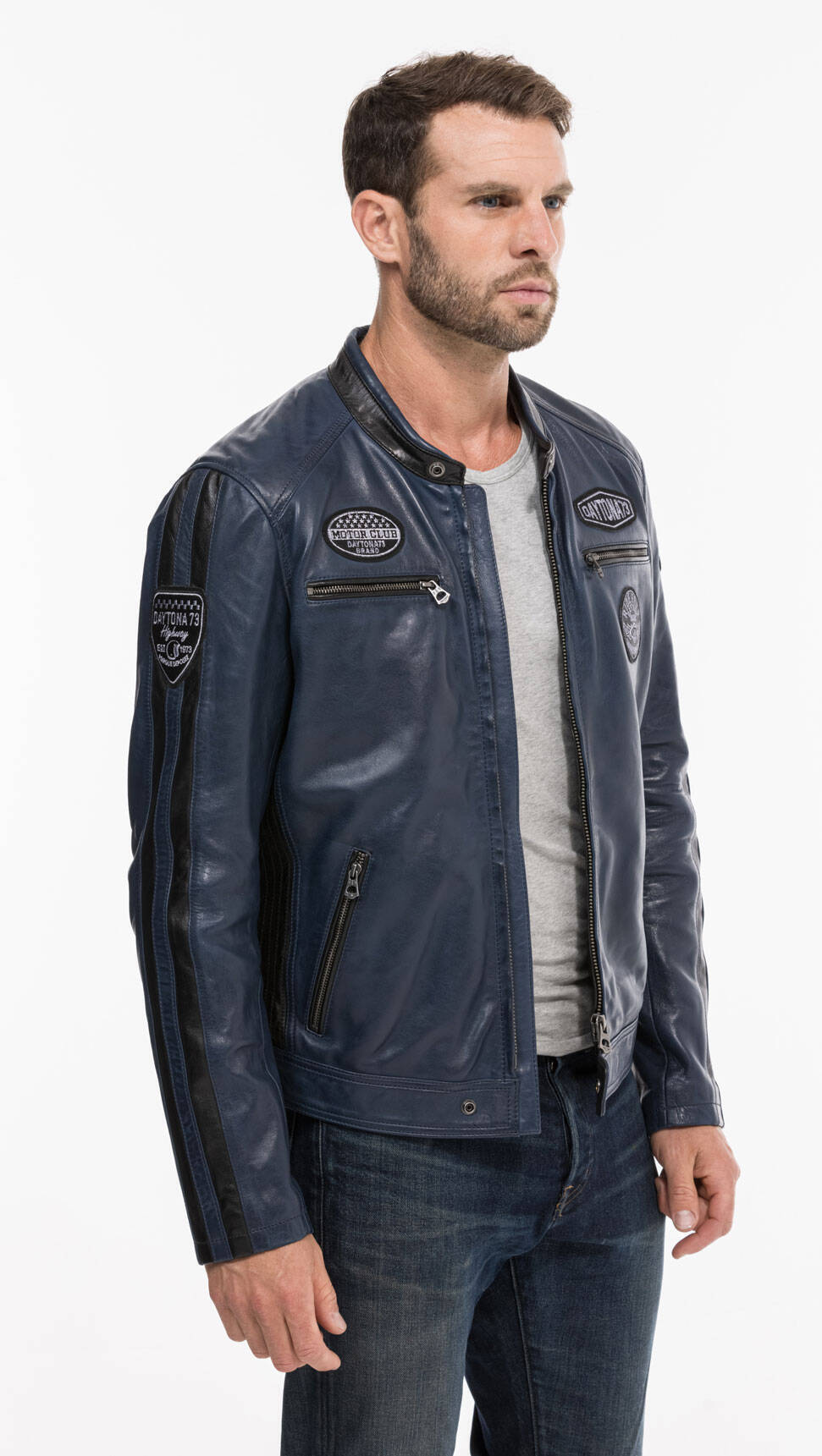 Vêtement en cuir Blousons cuir bleu