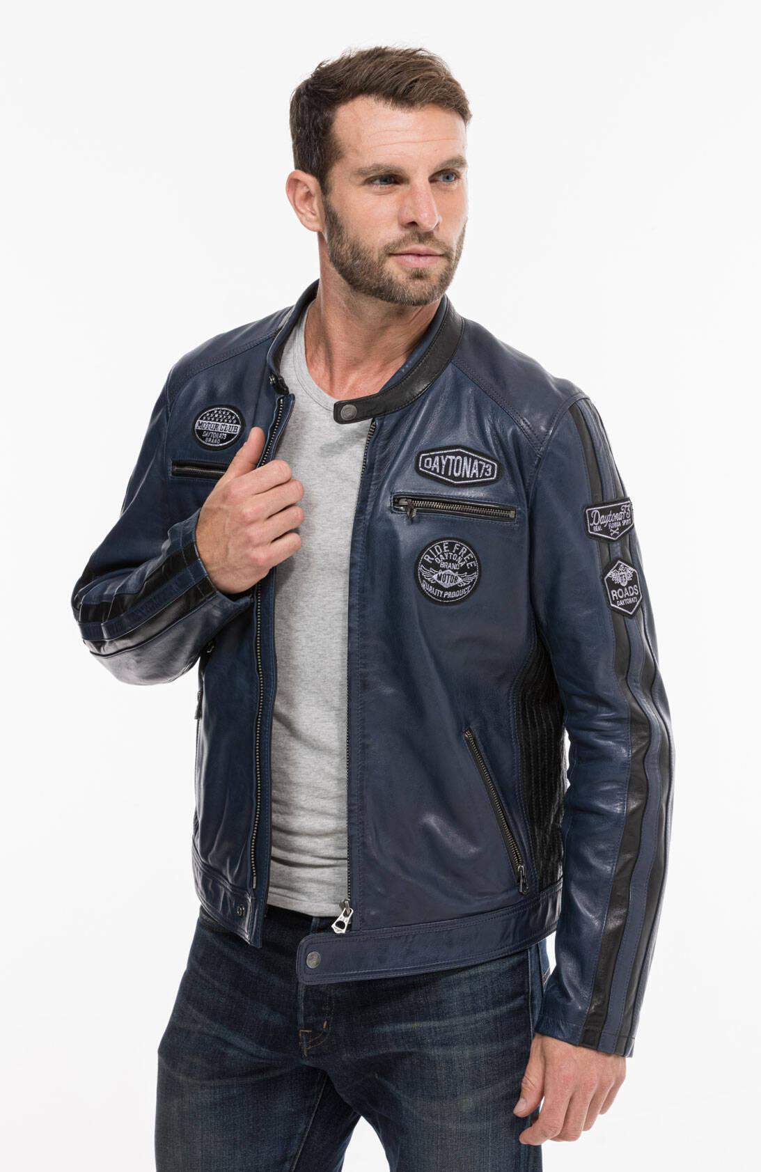 Vêtement en cuir Blousons cuir bleu