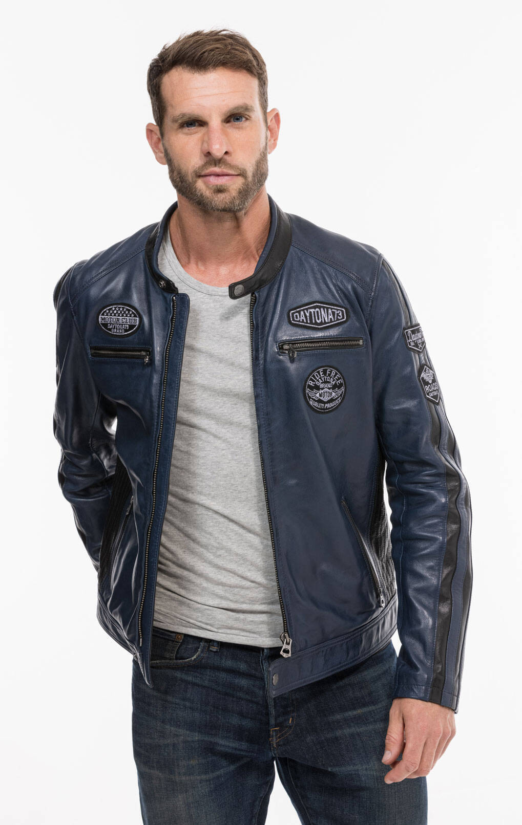 Vêtement en cuir Blousons cuir bleu