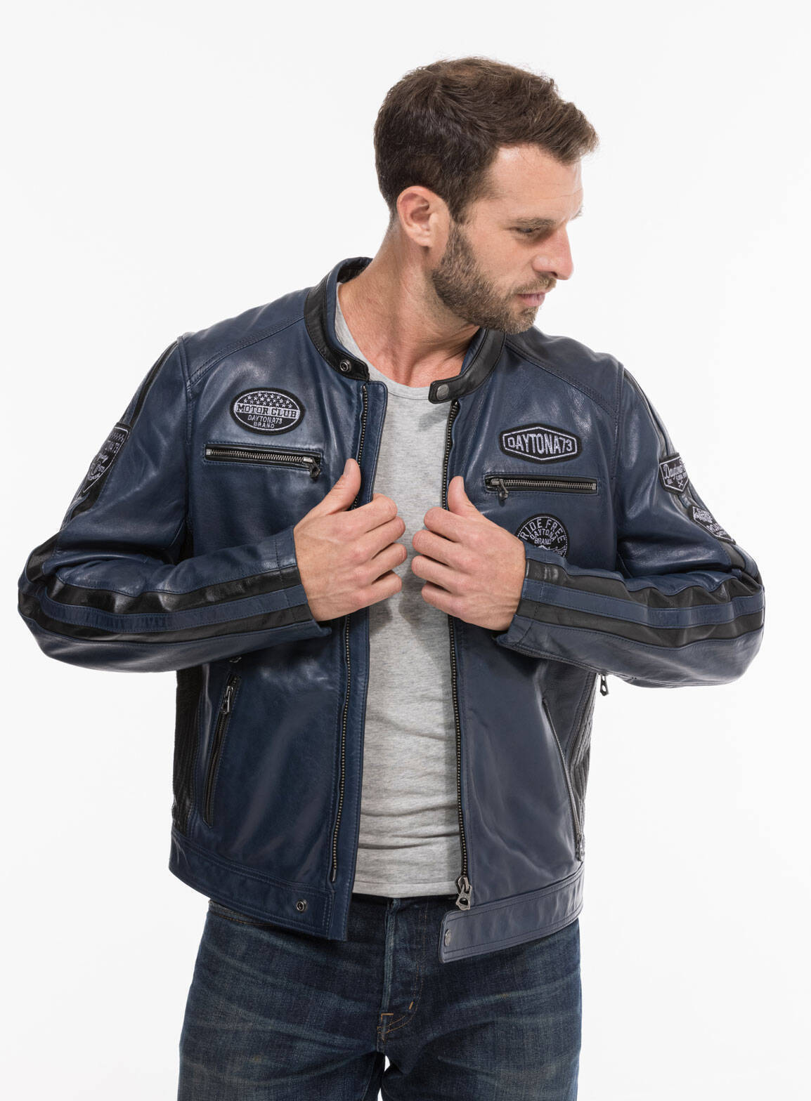 Vêtement en cuir Blousons cuir bleu