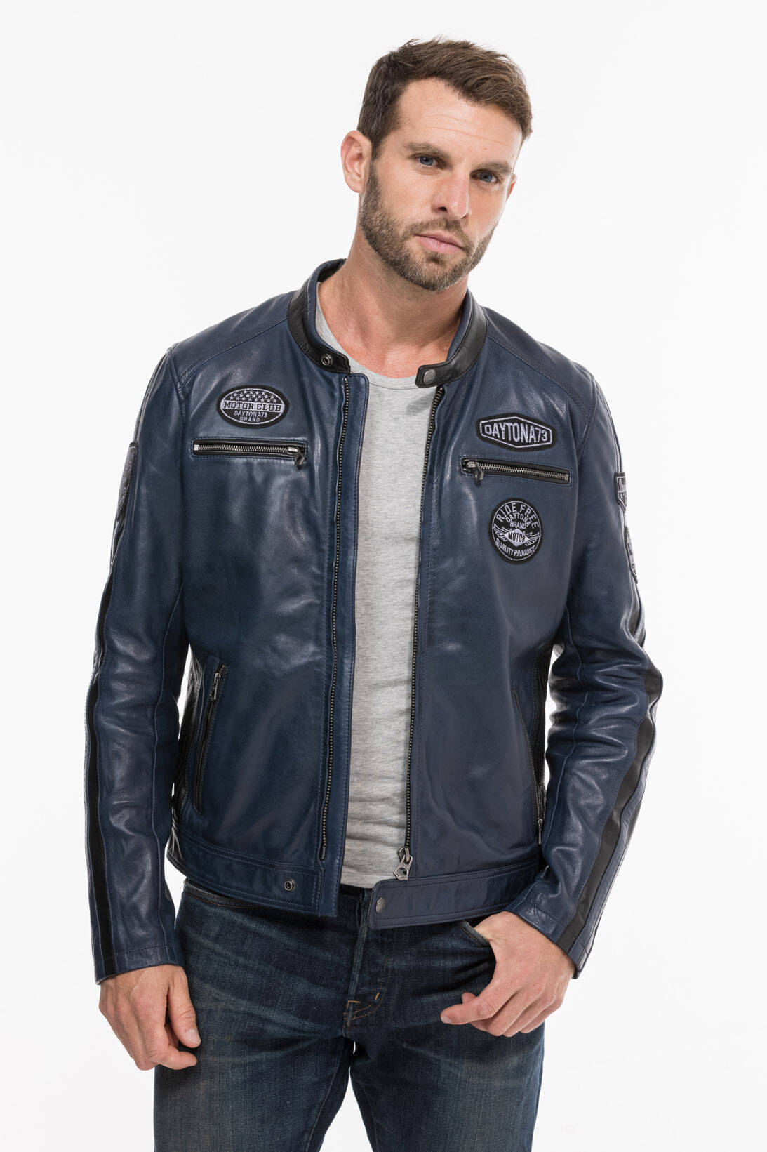 Vêtement en cuir Blousons cuir bleu