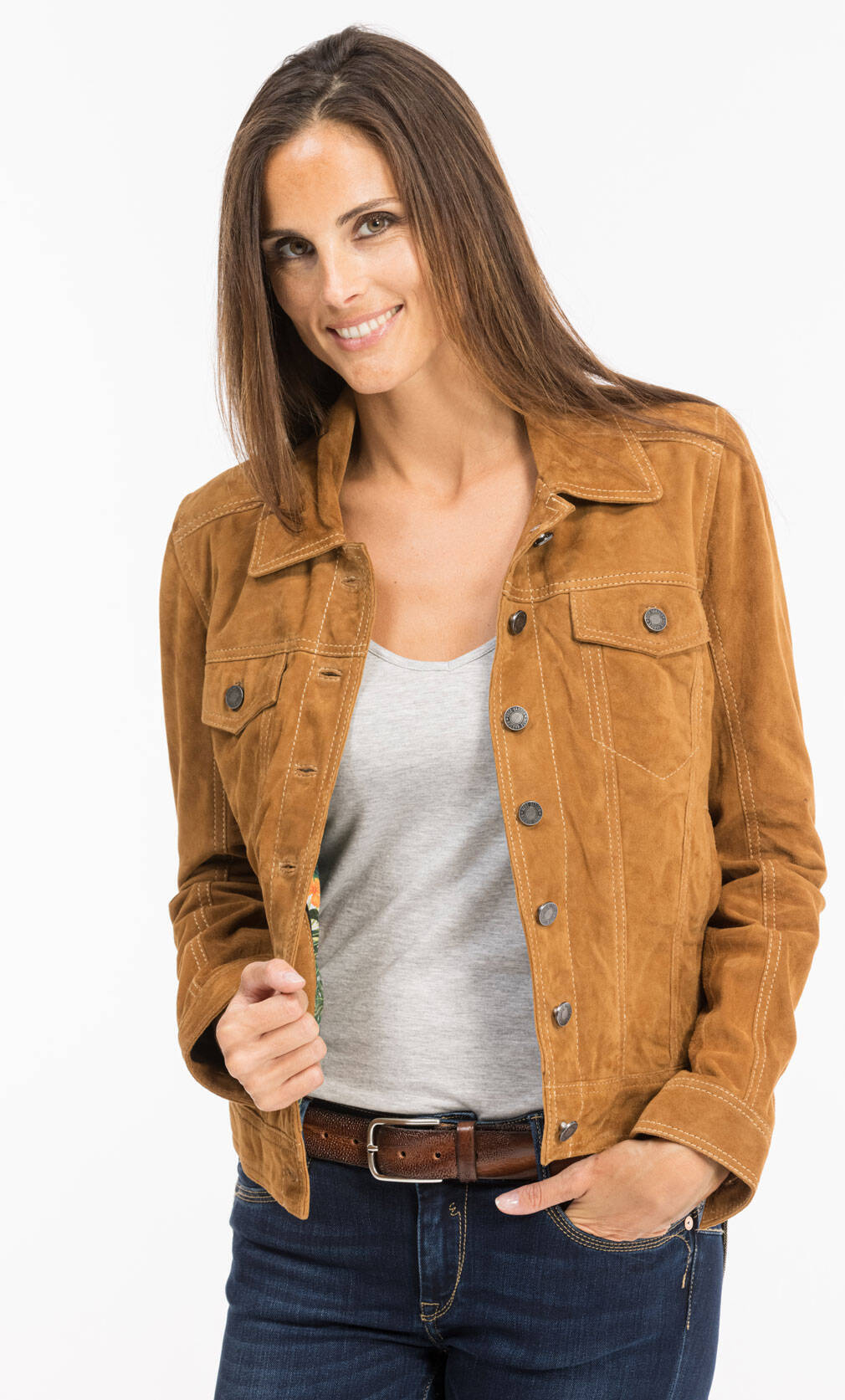 Vêtement en cuir Vestes cuir cognac