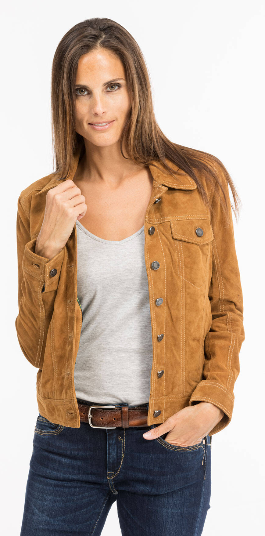 Vêtement en cuir Vestes cuir cognac