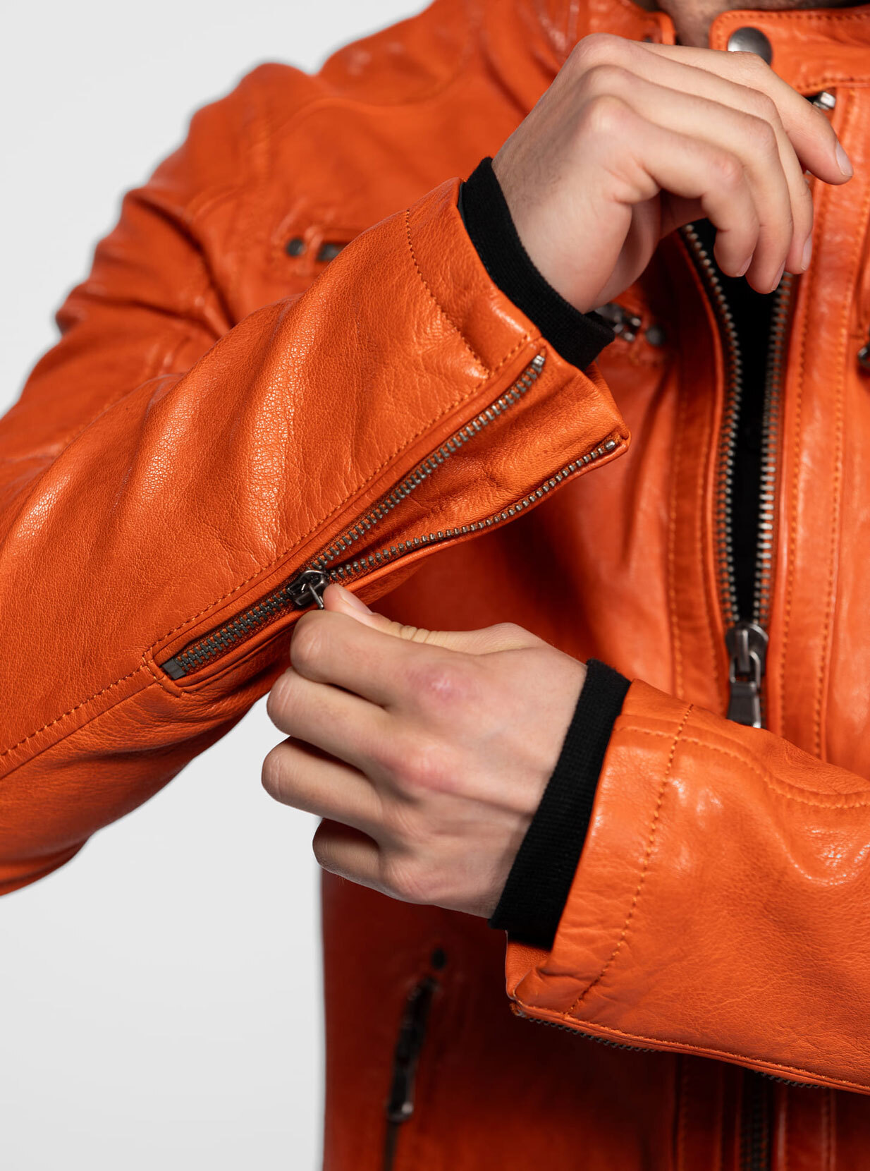 Vêtement en cuir Blousons cuir cognac