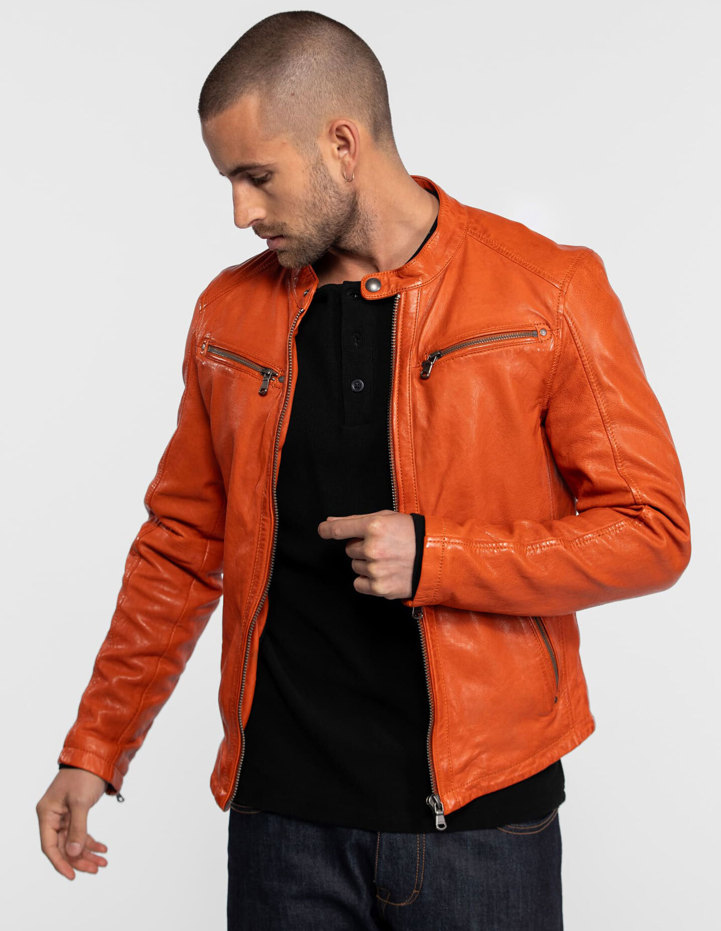 Vêtement en cuir Blousons cuir cognac