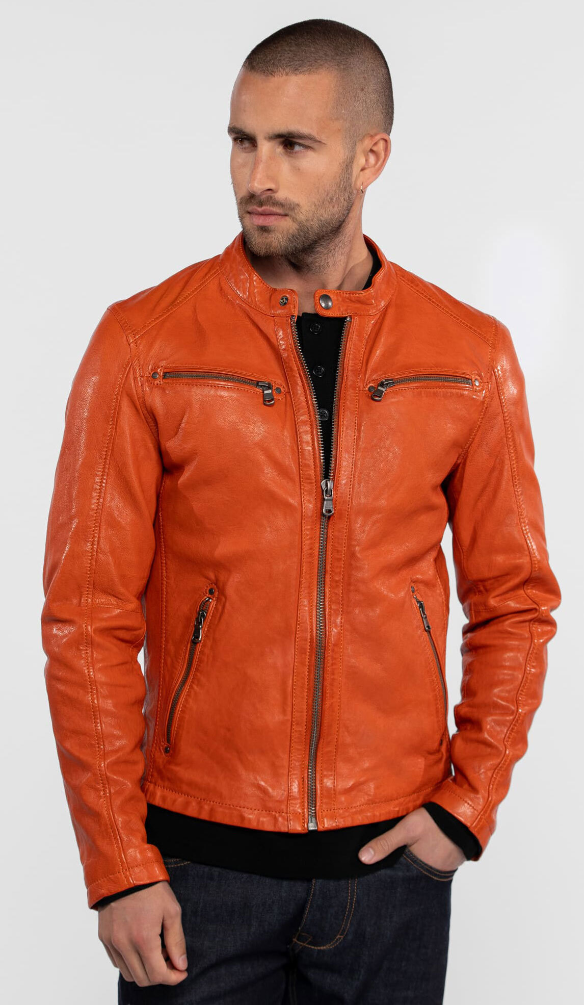 Vêtement en cuir Blousons cuir cognac