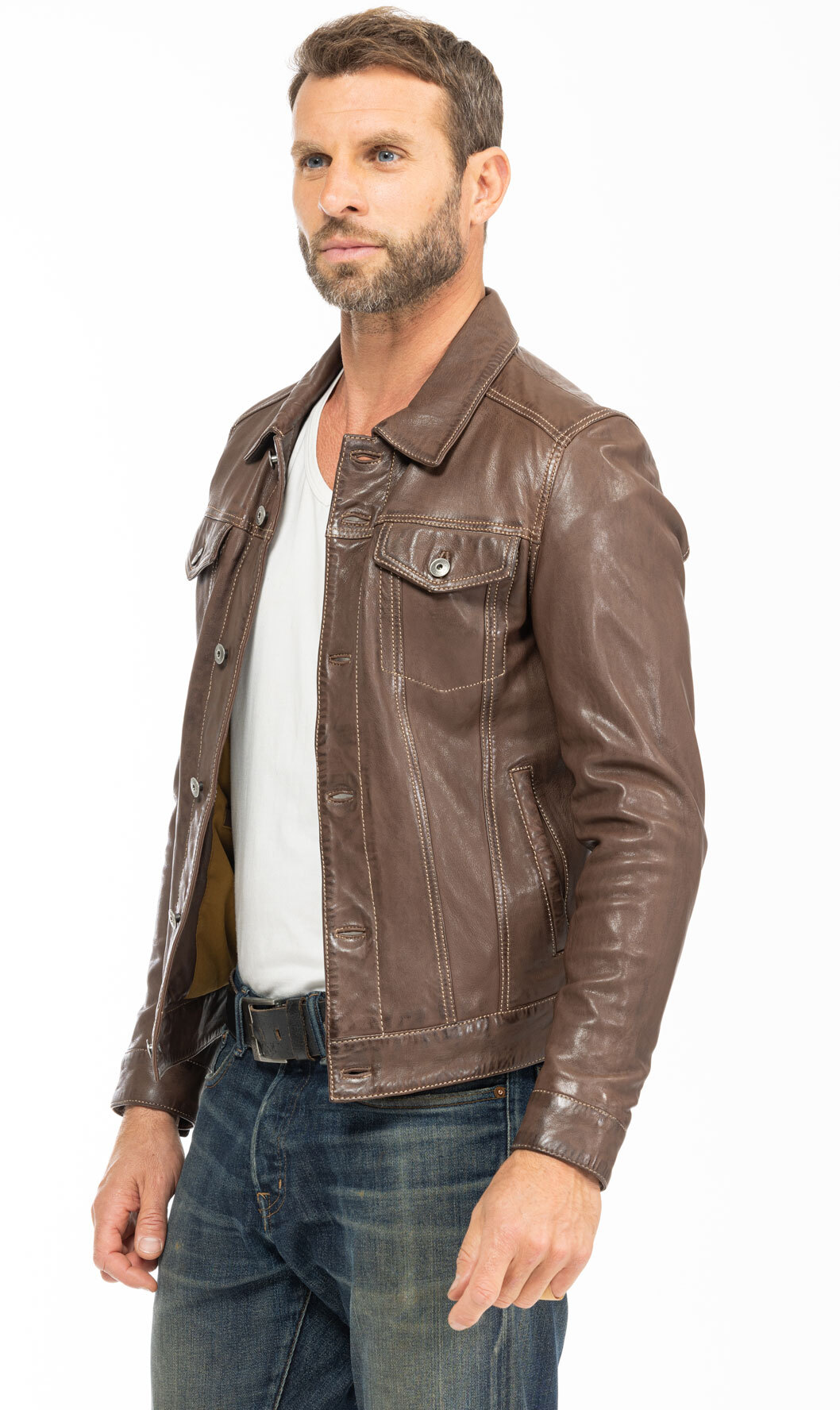 Vêtement en cuir Vestes & Trois Quart cuir marron