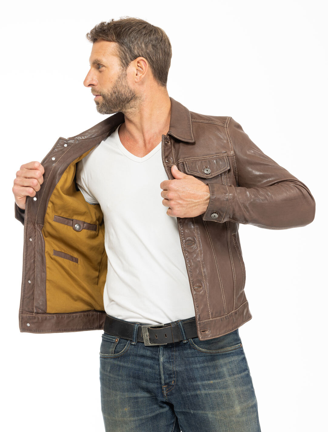 Vêtement en cuir Vestes & Trois Quart cuir marron