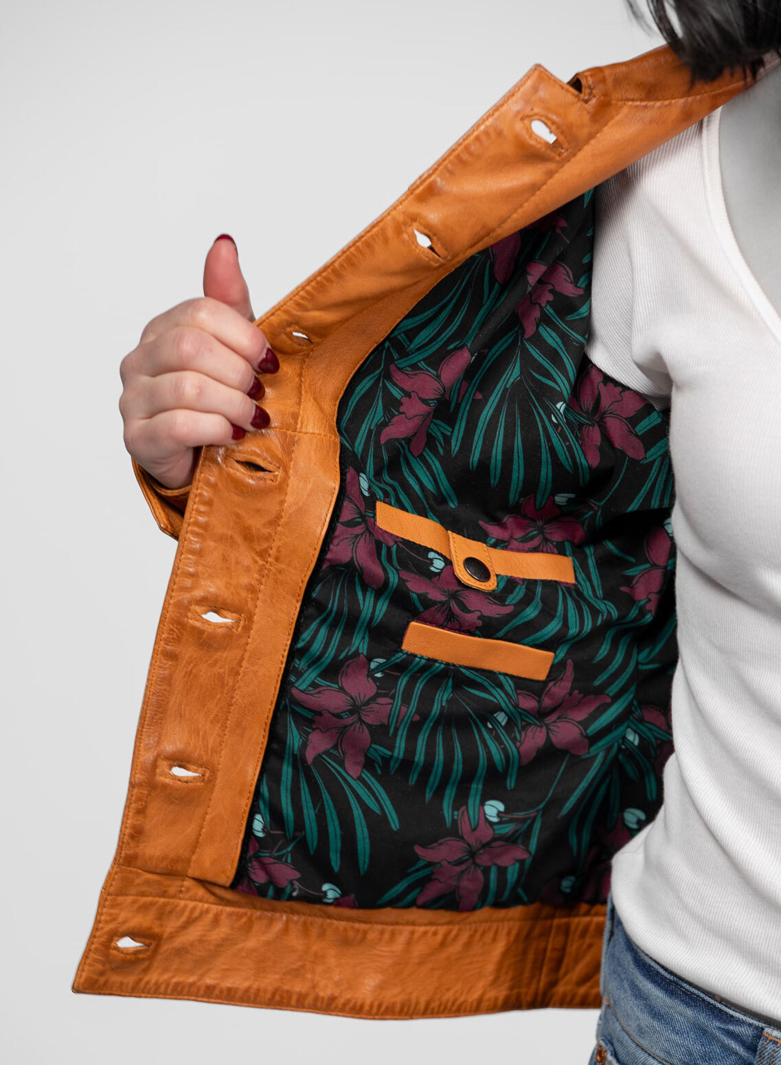 Vêtement en cuir Vestes cuir cognac