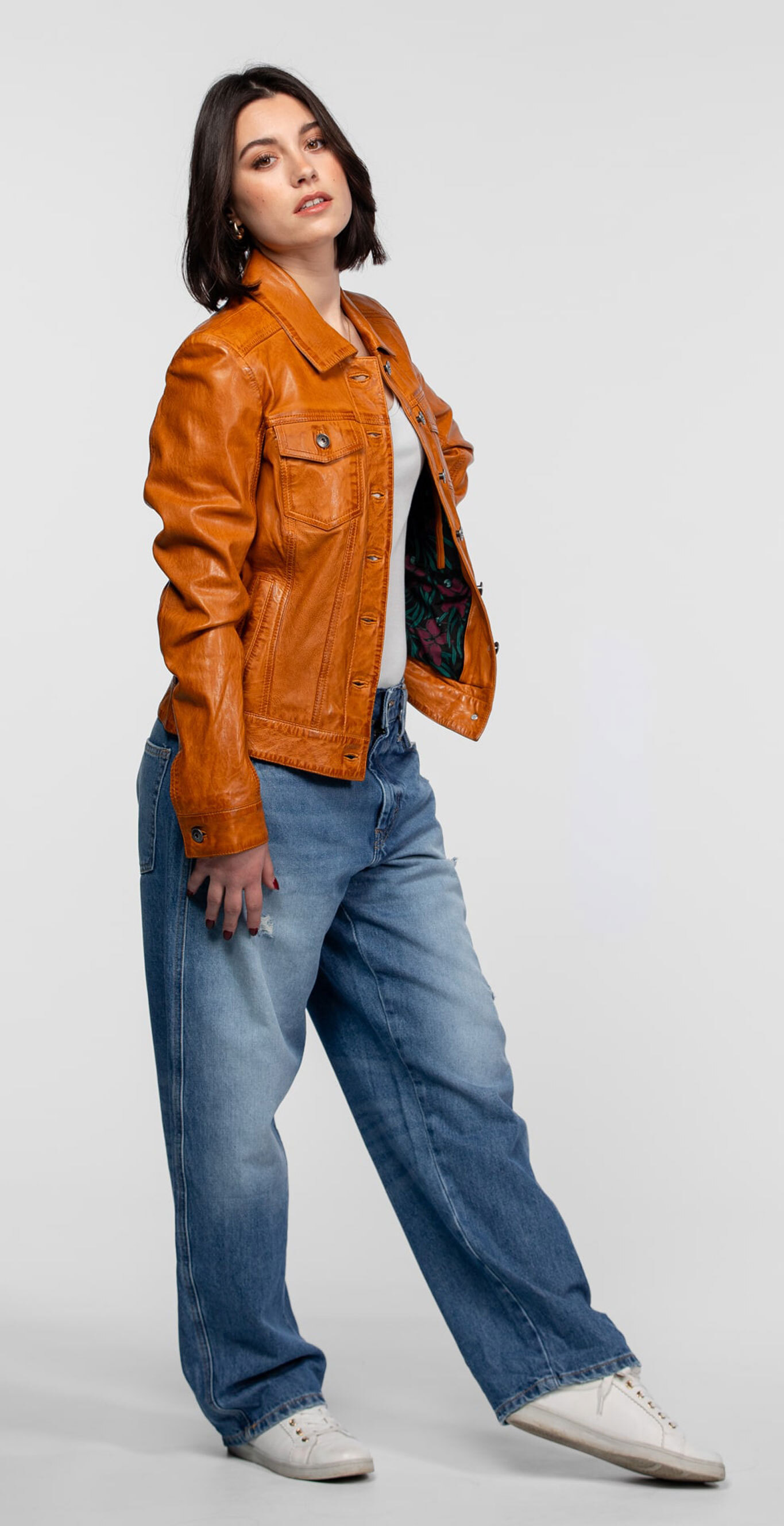 Vêtement en cuir Vestes cuir cognac