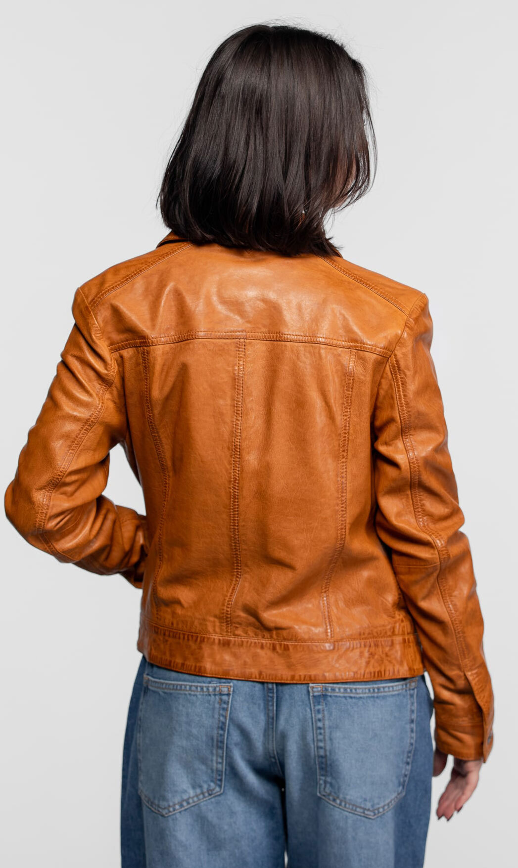 Vêtement en cuir Vestes cuir cognac