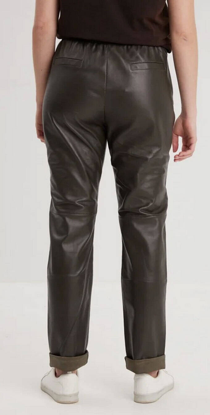 Vêtement en cuir Pantalon cuir kaki