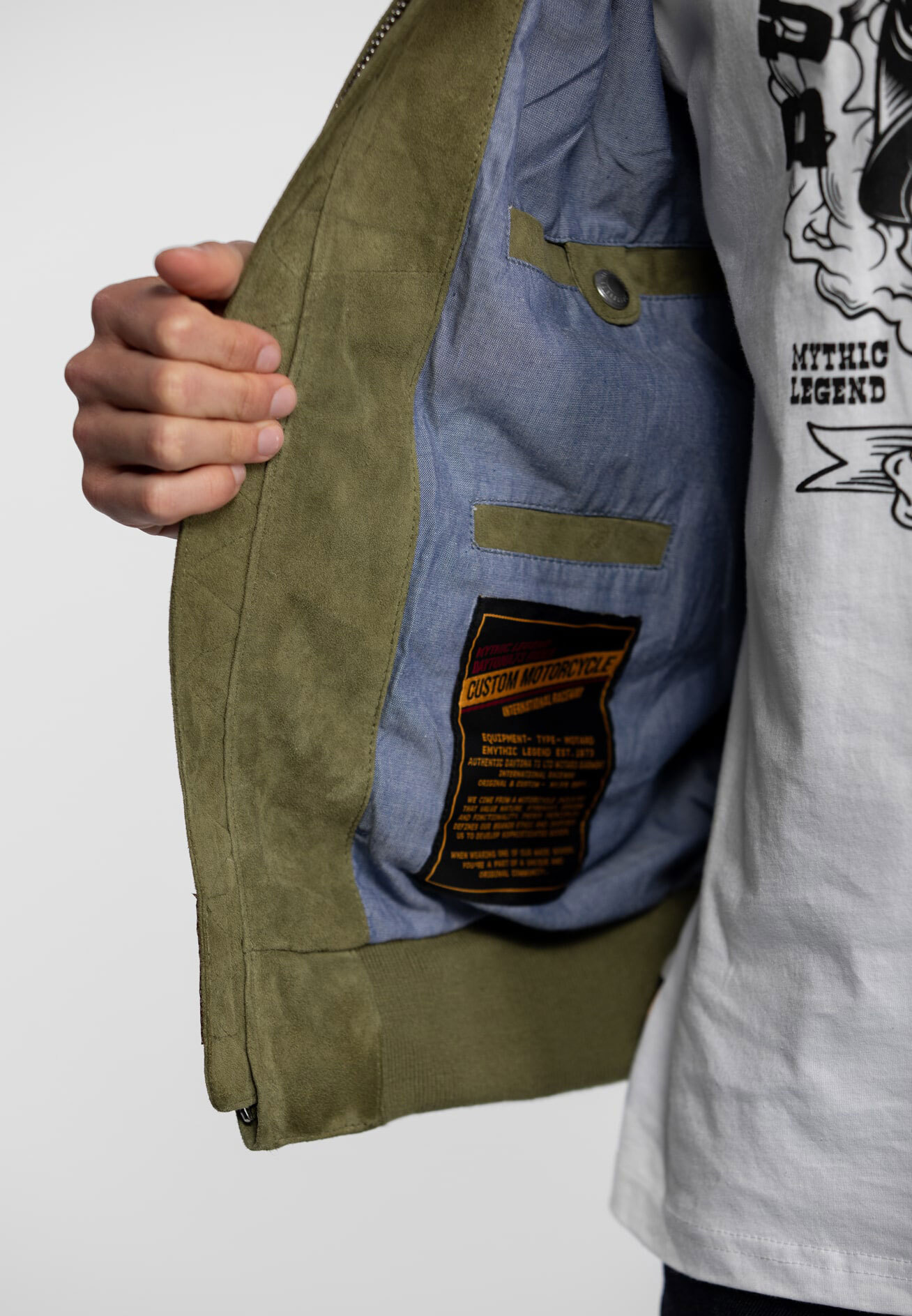 Vêtement en cuir Blousons cuir kaki