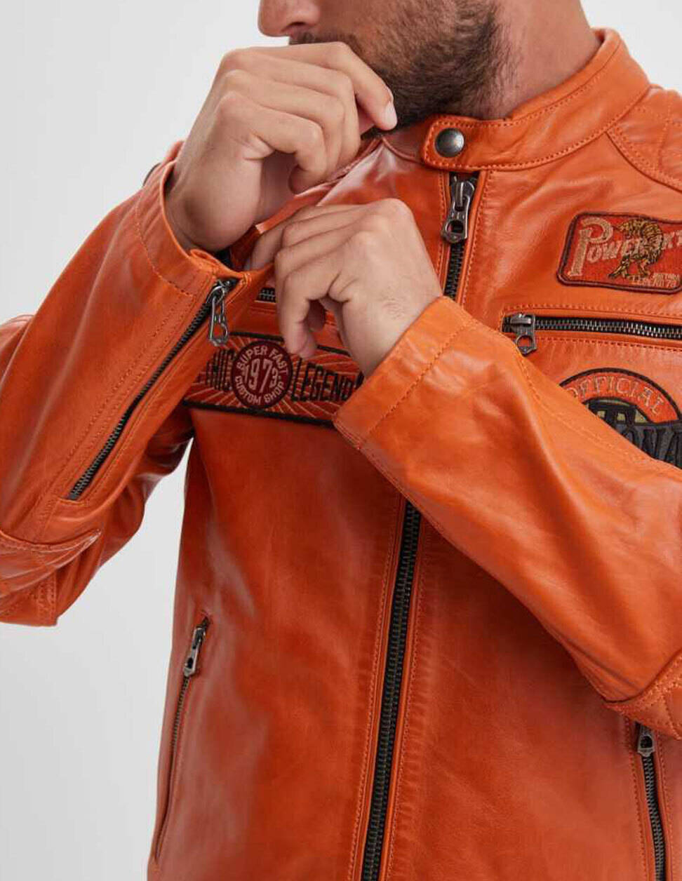 Vêtement en cuir Blousons cuir camel