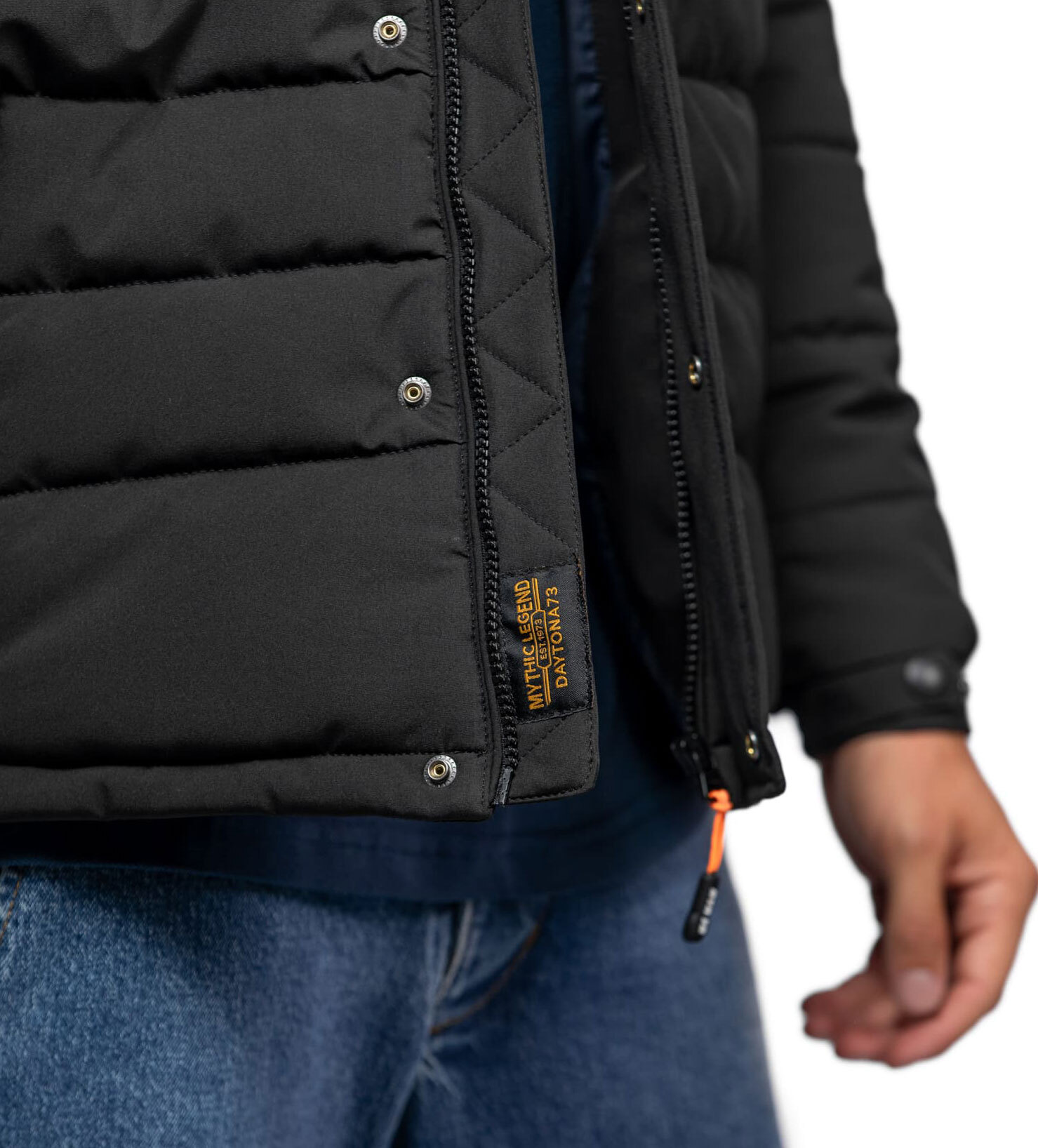 Vêtement en cuir Veste, parka & doudoune textile noir