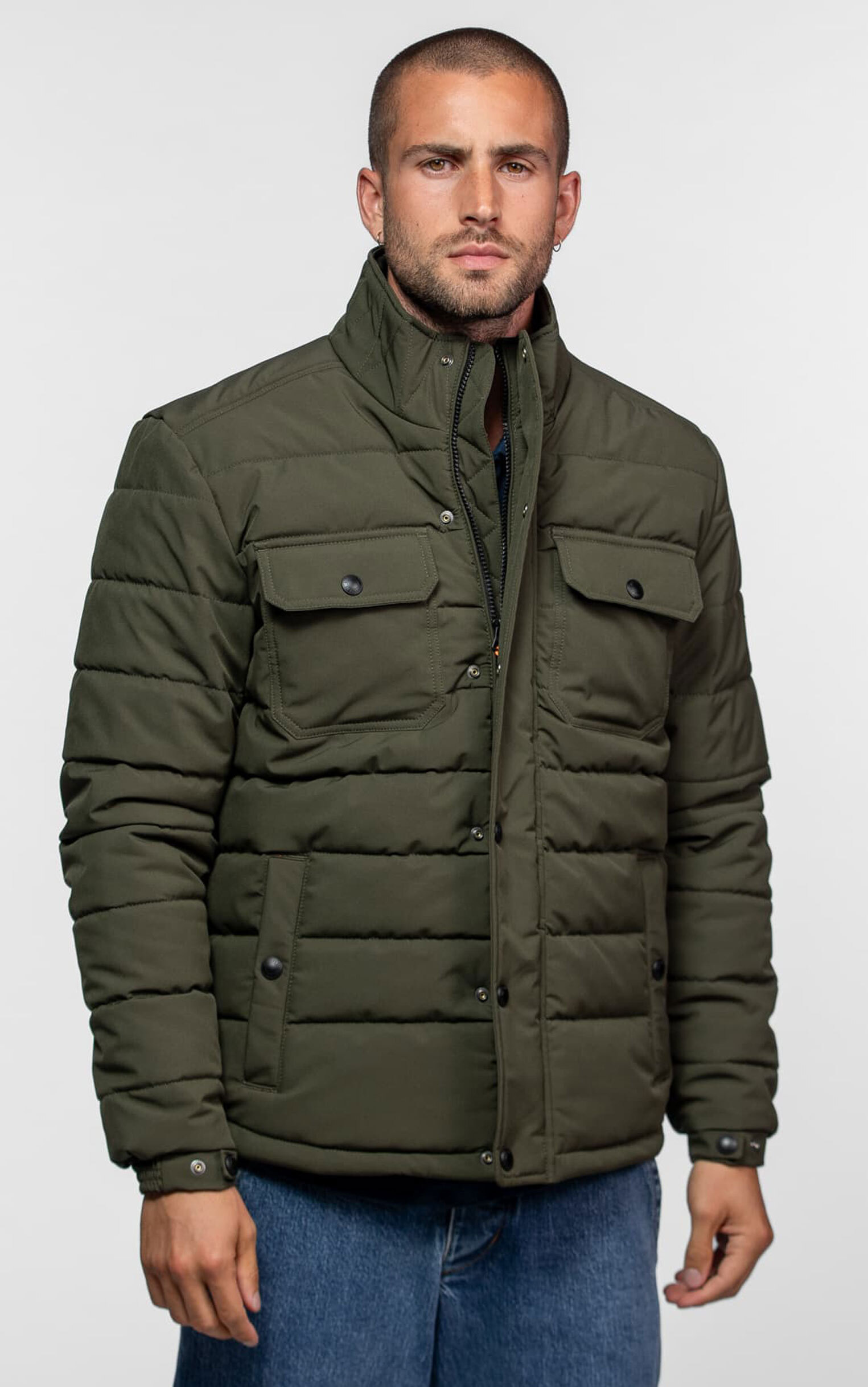 Vêtement en cuir Veste, parka & doudoune textile kaki