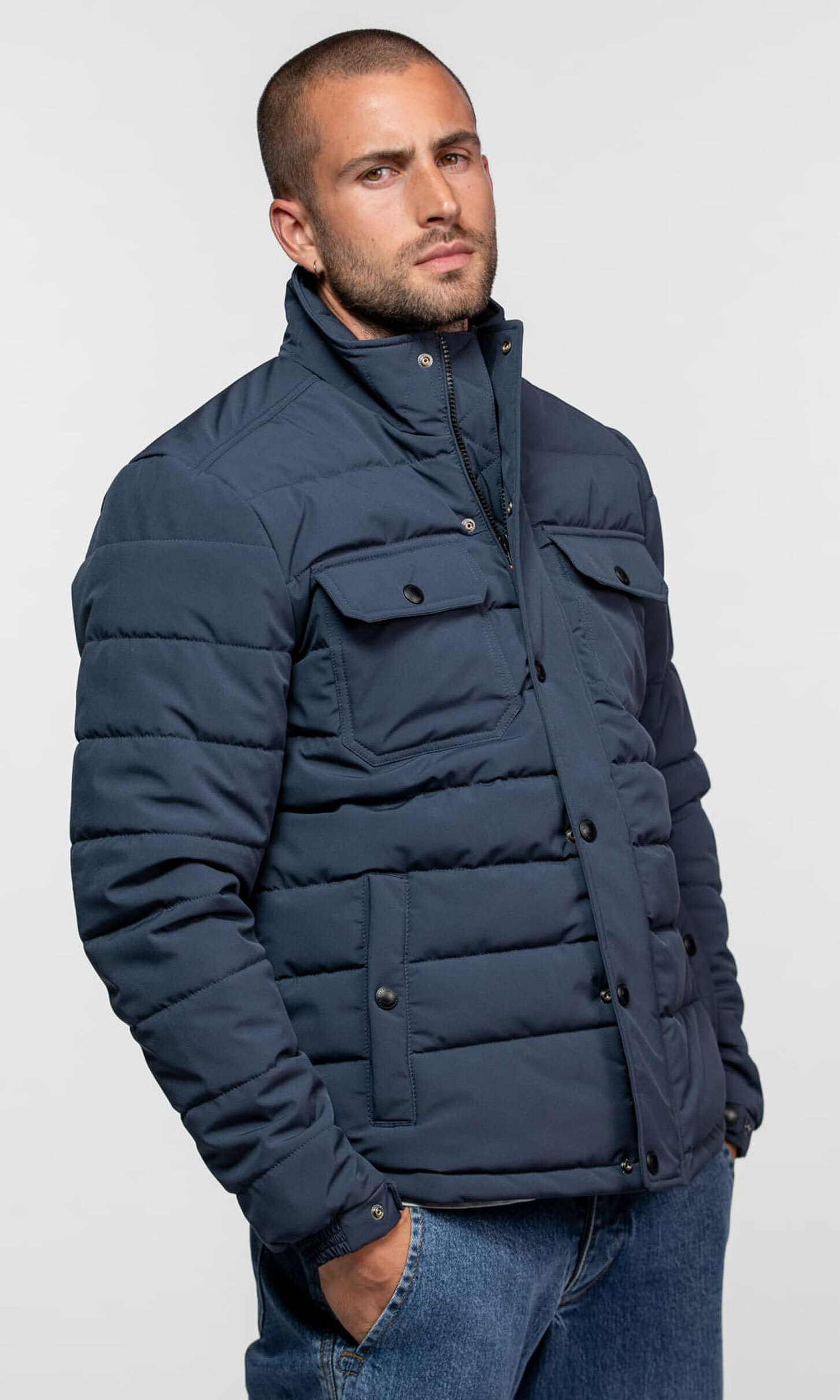Vêtement en cuir Veste, parka & doudoune textile bleu