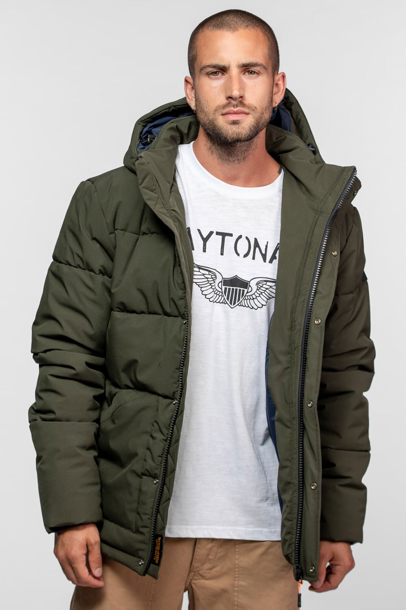 Vêtement en cuir Veste, parka & doudoune textile kaki