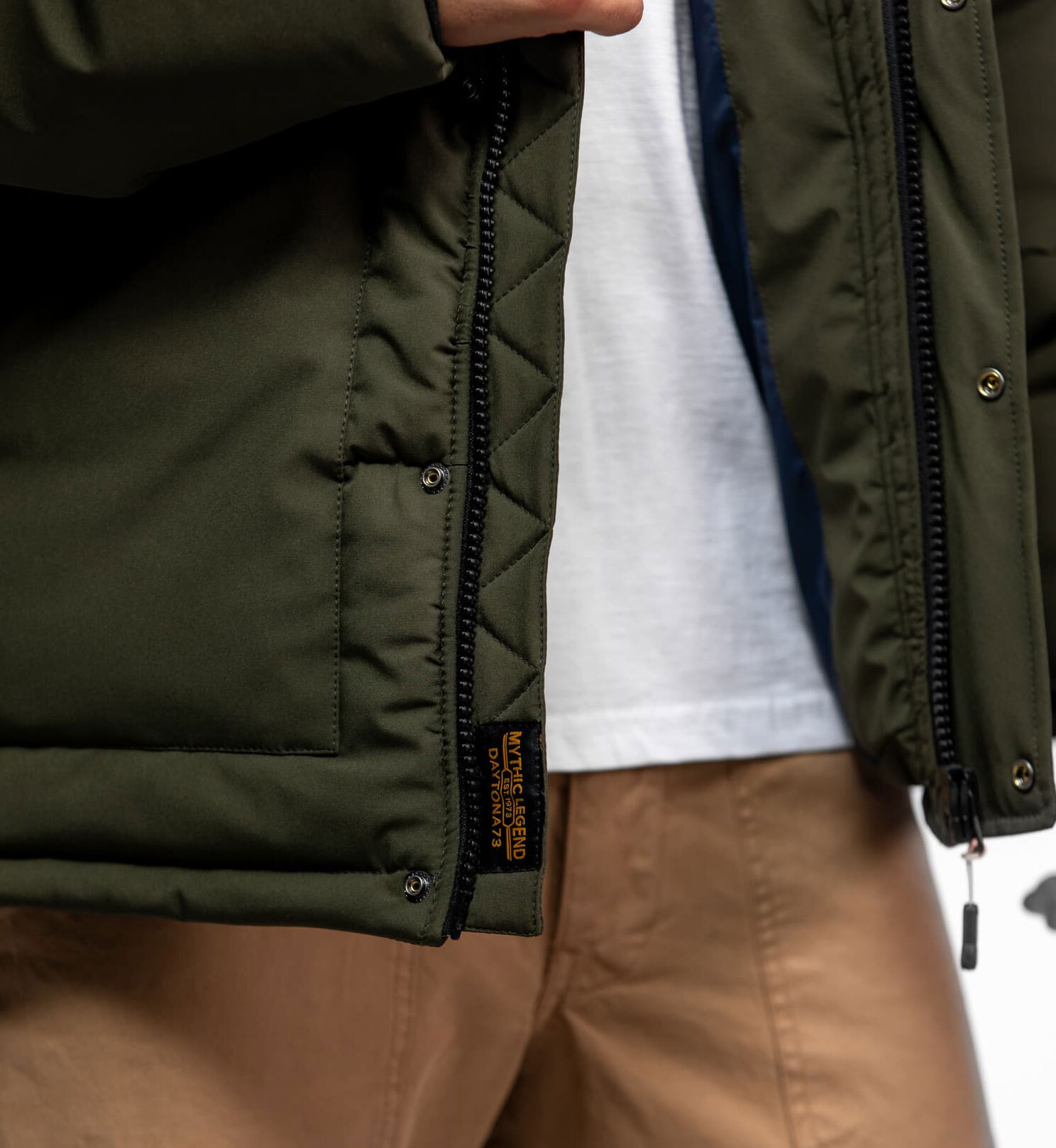 Vêtement en cuir Veste, parka & doudoune textile kaki