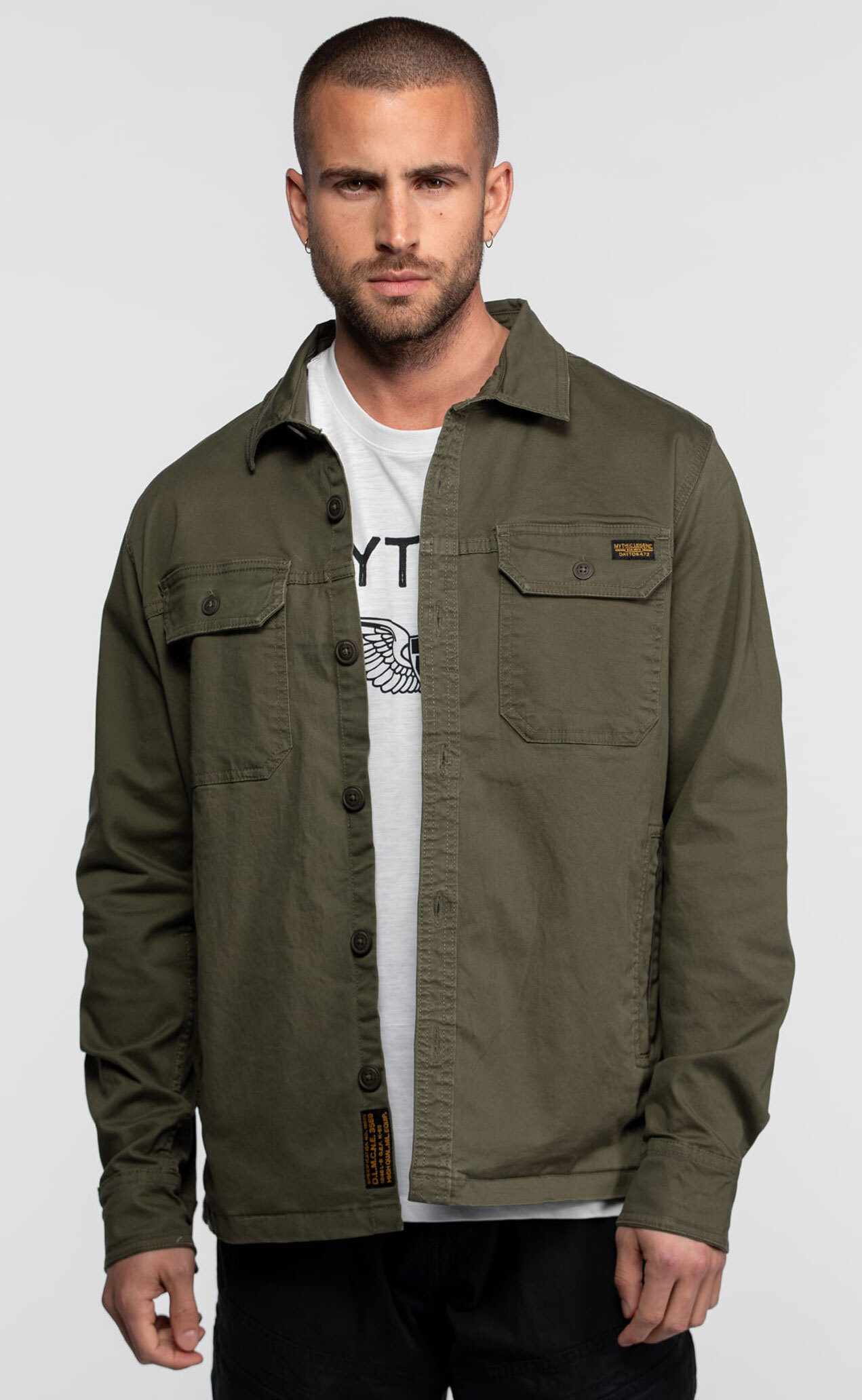 Vêtement en cuir Veste, parka & doudoune textile kaki