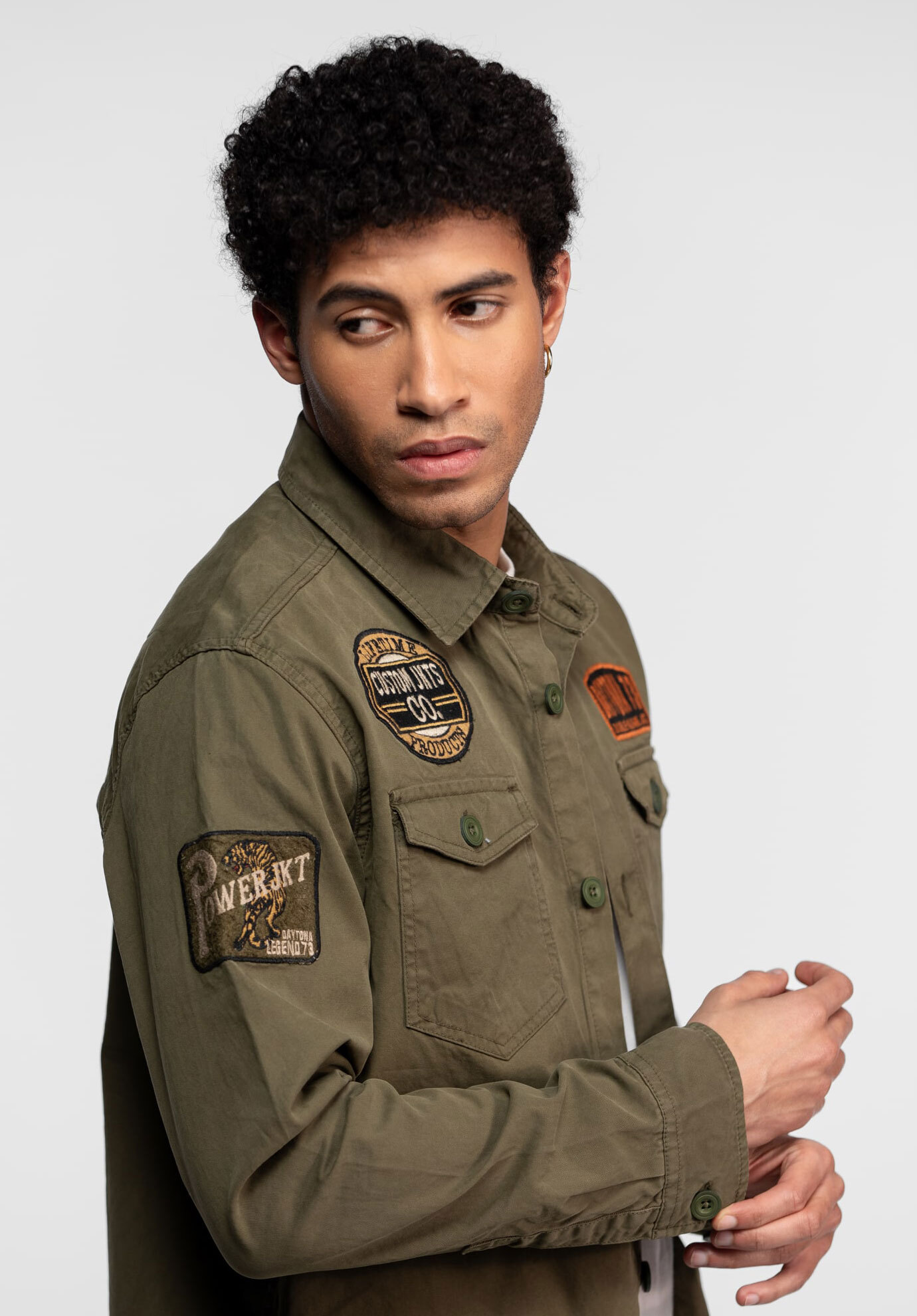 Vêtement en cuir Veste, parka & doudoune textile kaki