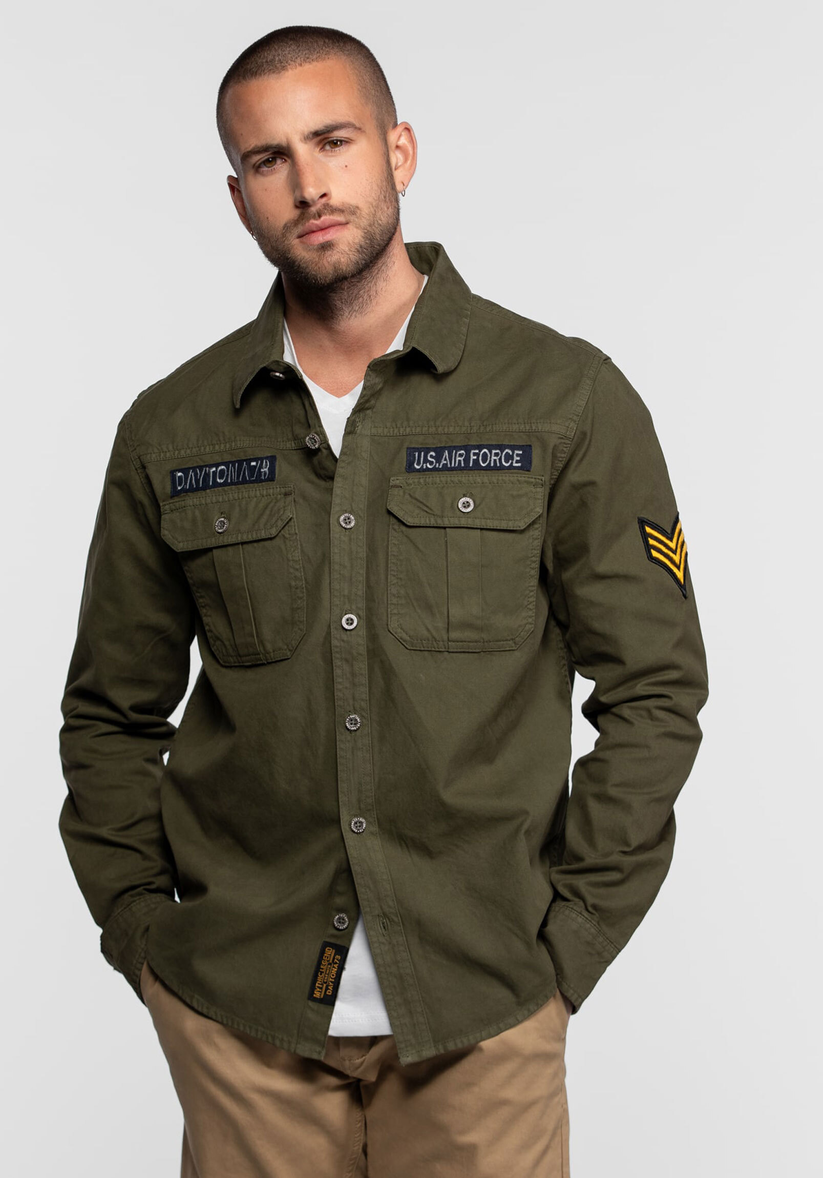 Vêtement en cuir Veste, parka & doudoune textile kaki