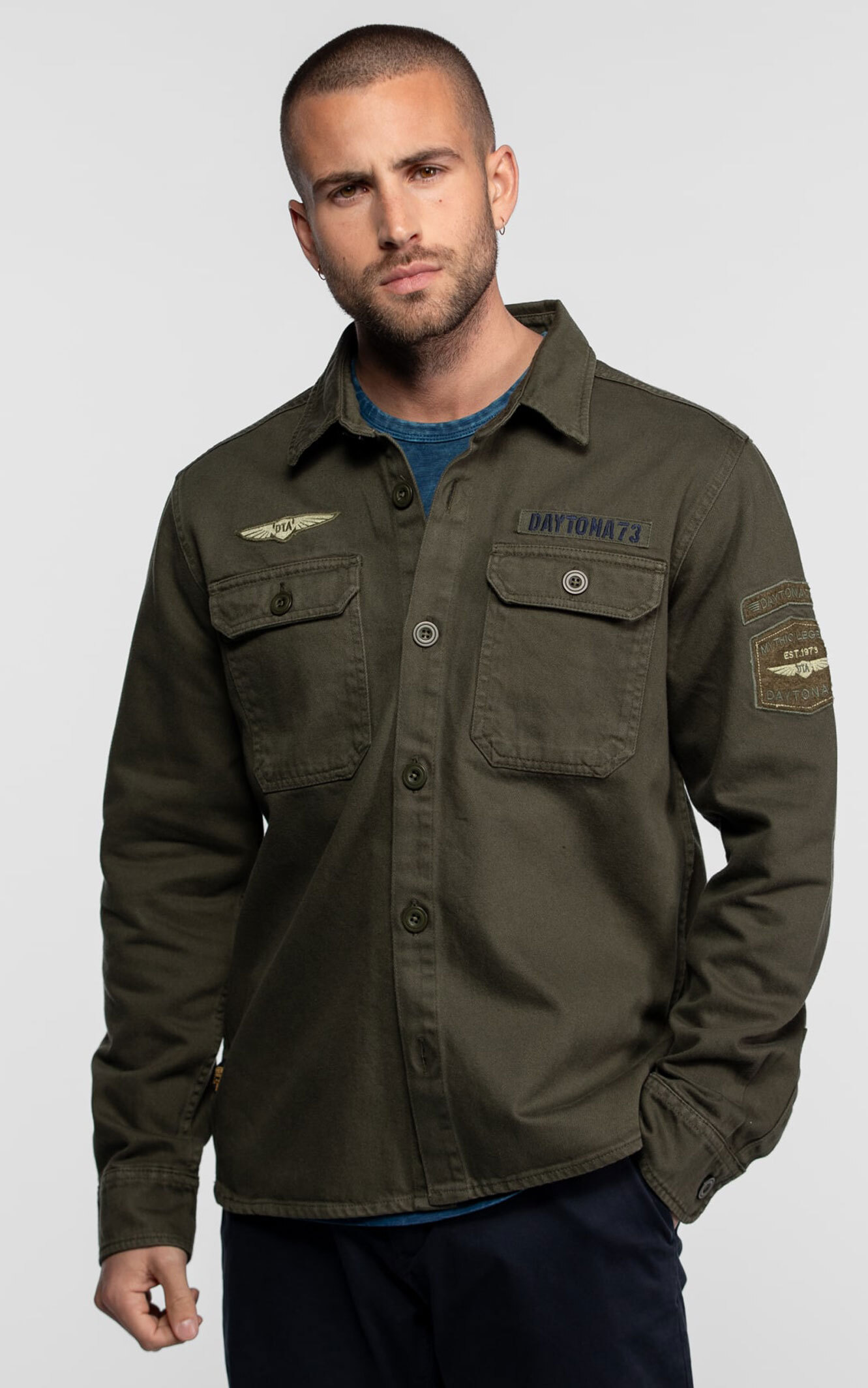 Vêtement en cuir Veste, parka & doudoune textile kaki