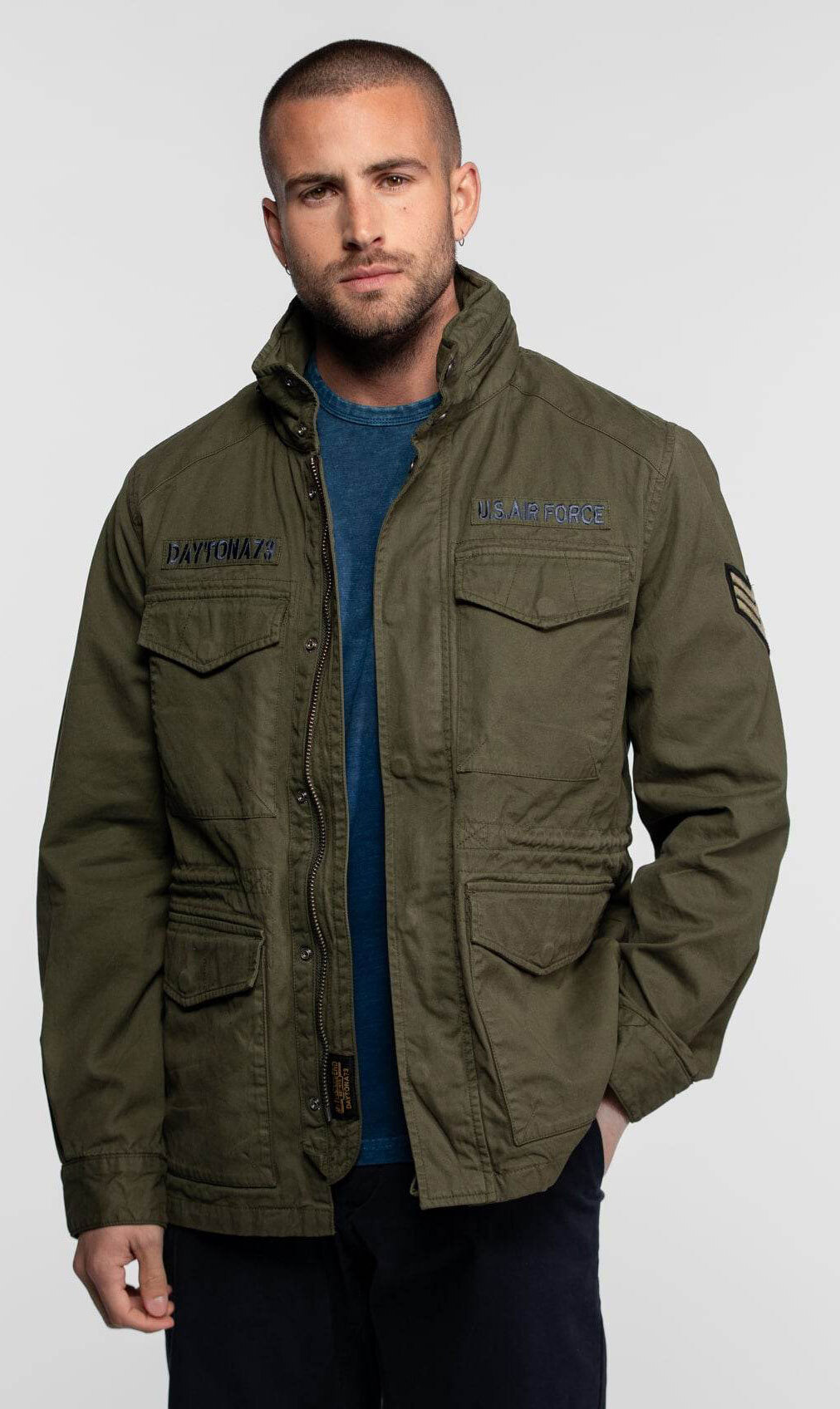 Vêtement en cuir Veste, parka & doudoune textile kaki