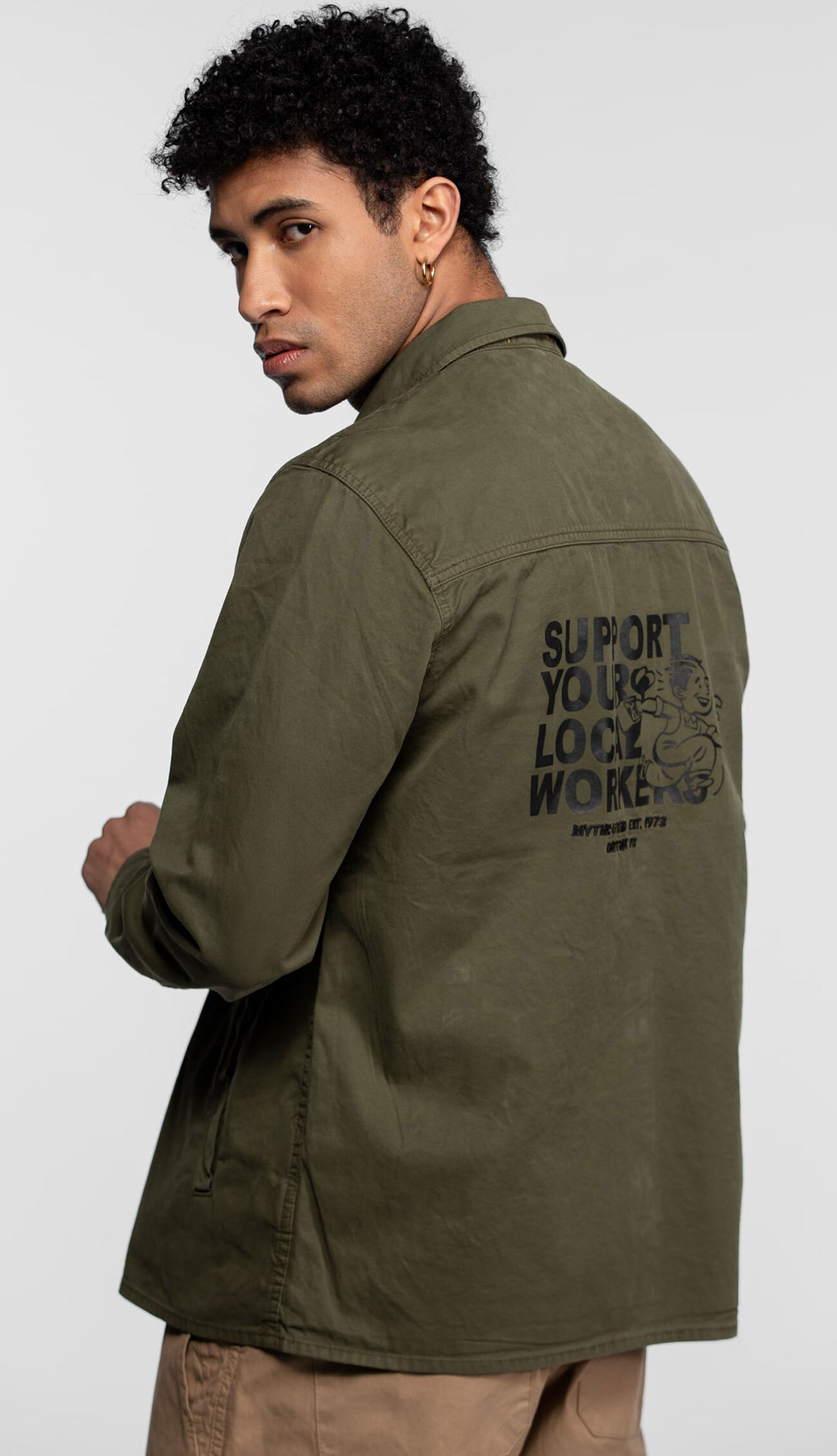 Vêtement en cuir Veste, parka & doudoune textile kaki