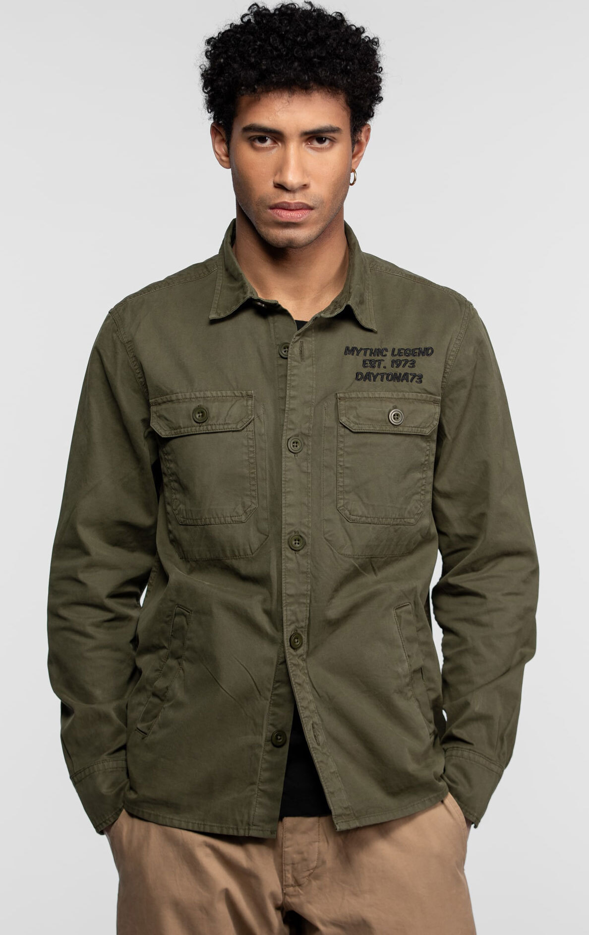 Vêtement en cuir Veste, parka & doudoune textile kaki