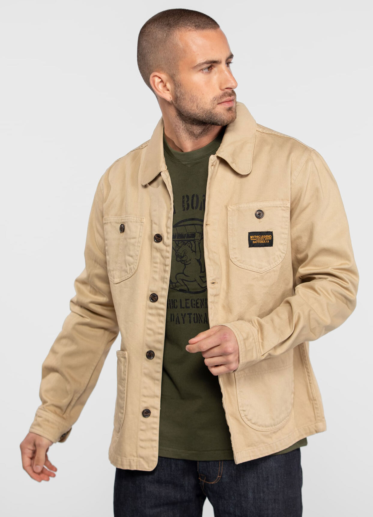 Vêtement en cuir Veste, parka & doudoune textile beige