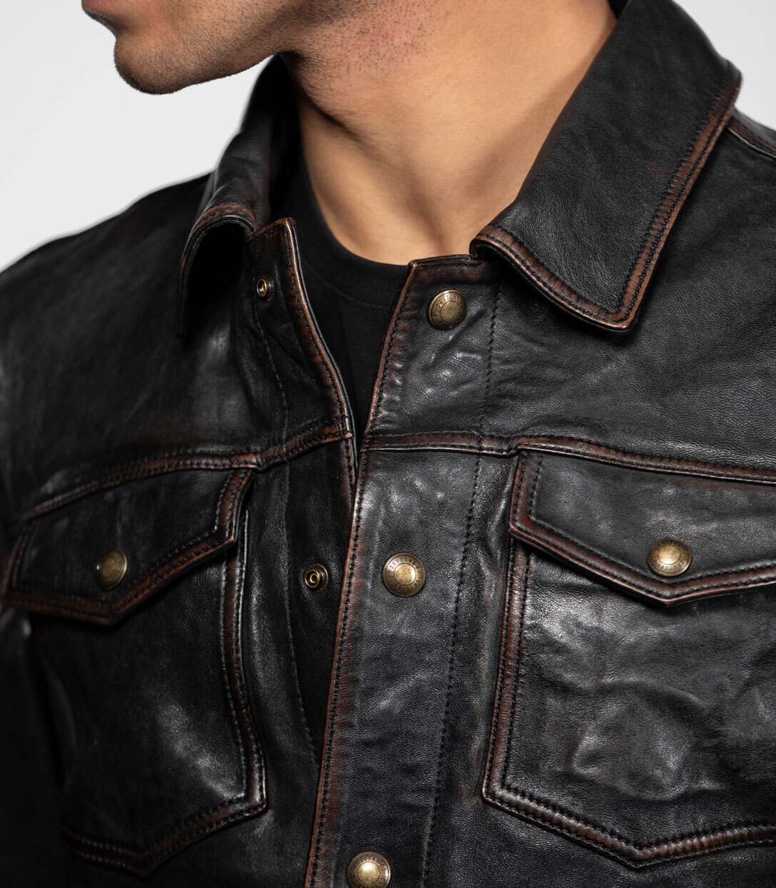 Vêtement en cuir Vestes & Trois Quart cuir noir