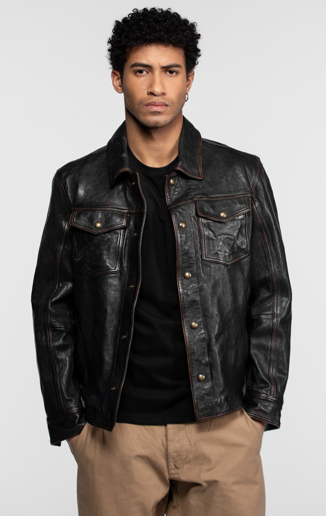 Vêtement en cuir Vestes & Trois Quart cuir noir