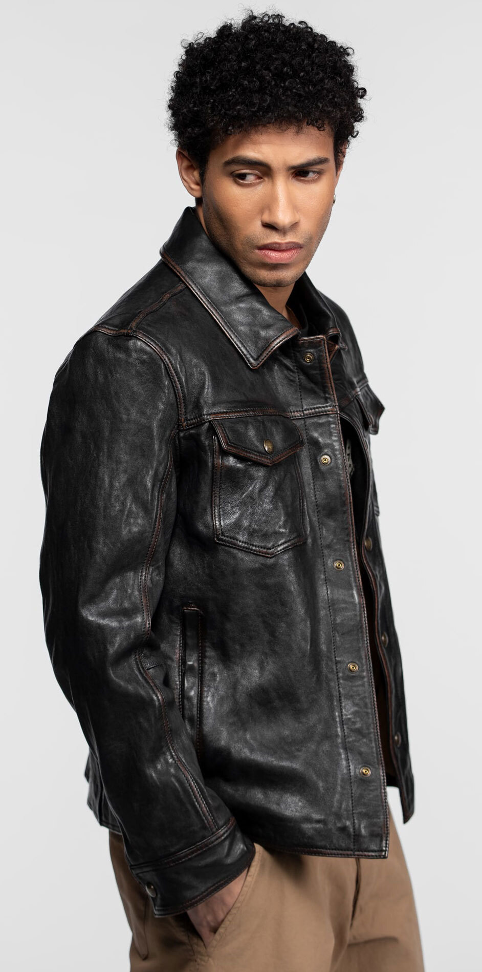 Vêtement en cuir Vestes & Trois Quart cuir noir