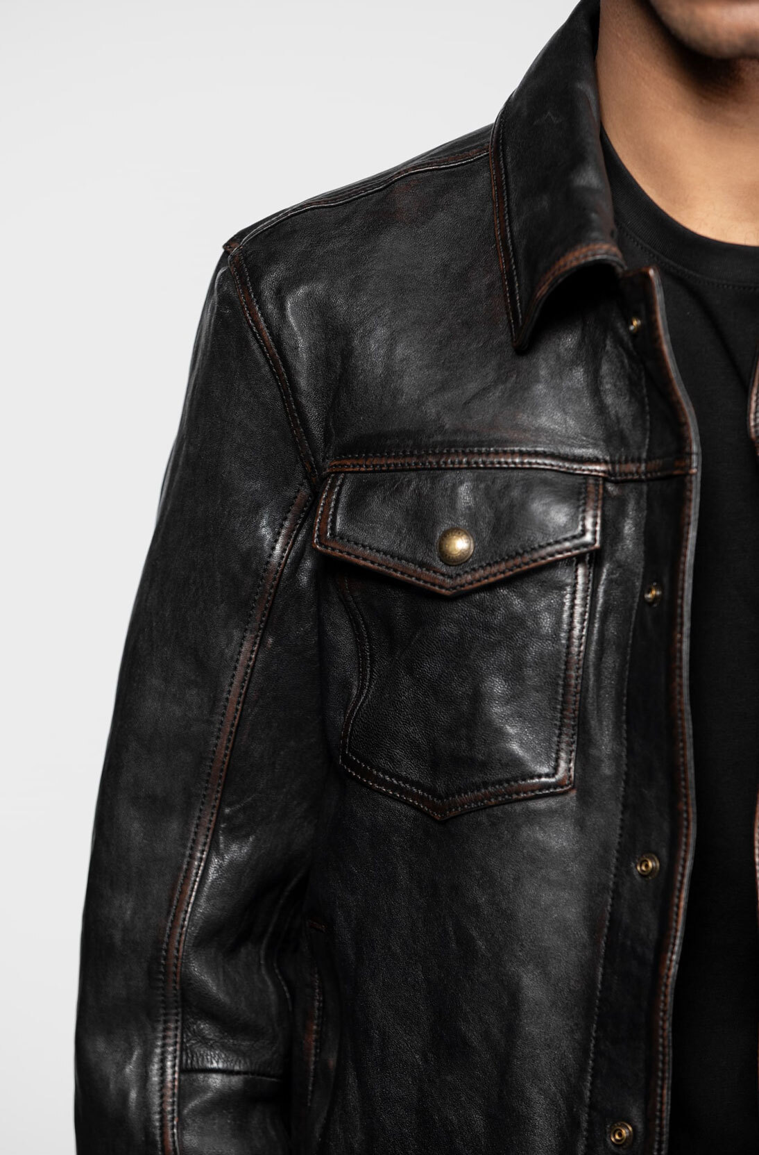 Vêtement en cuir Vestes & Trois Quart cuir noir