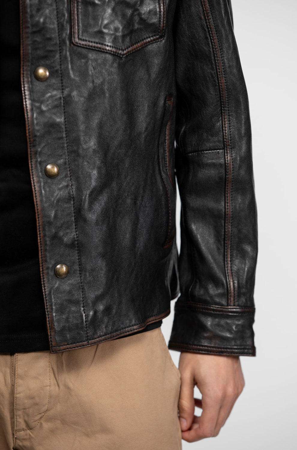 Vêtement en cuir Vestes & Trois Quart cuir noir