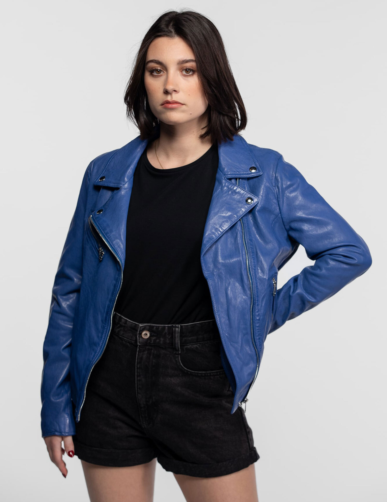 Vêtement en cuir Blousons cuir bleu