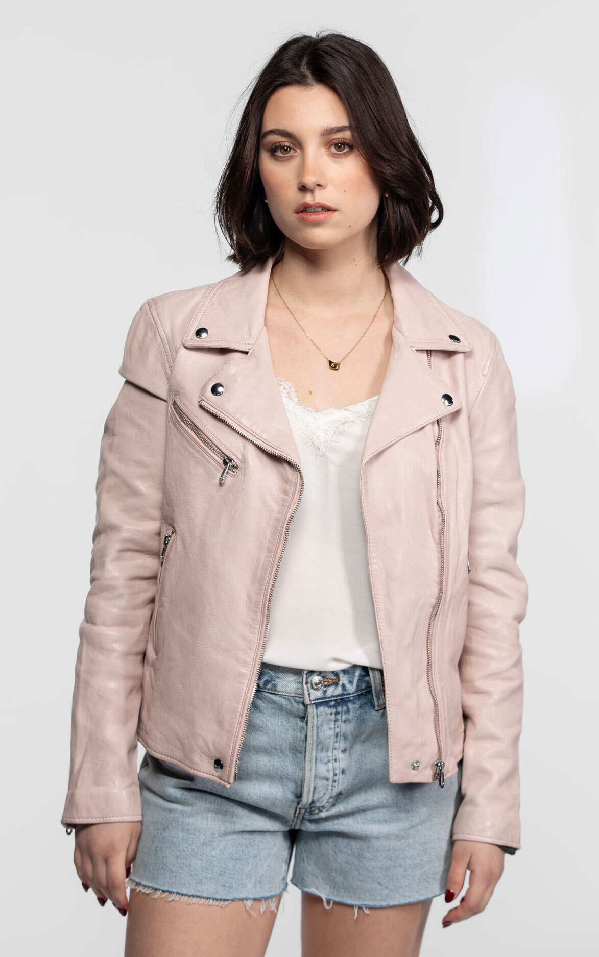 Vêtement en cuir Blousons cuir rose