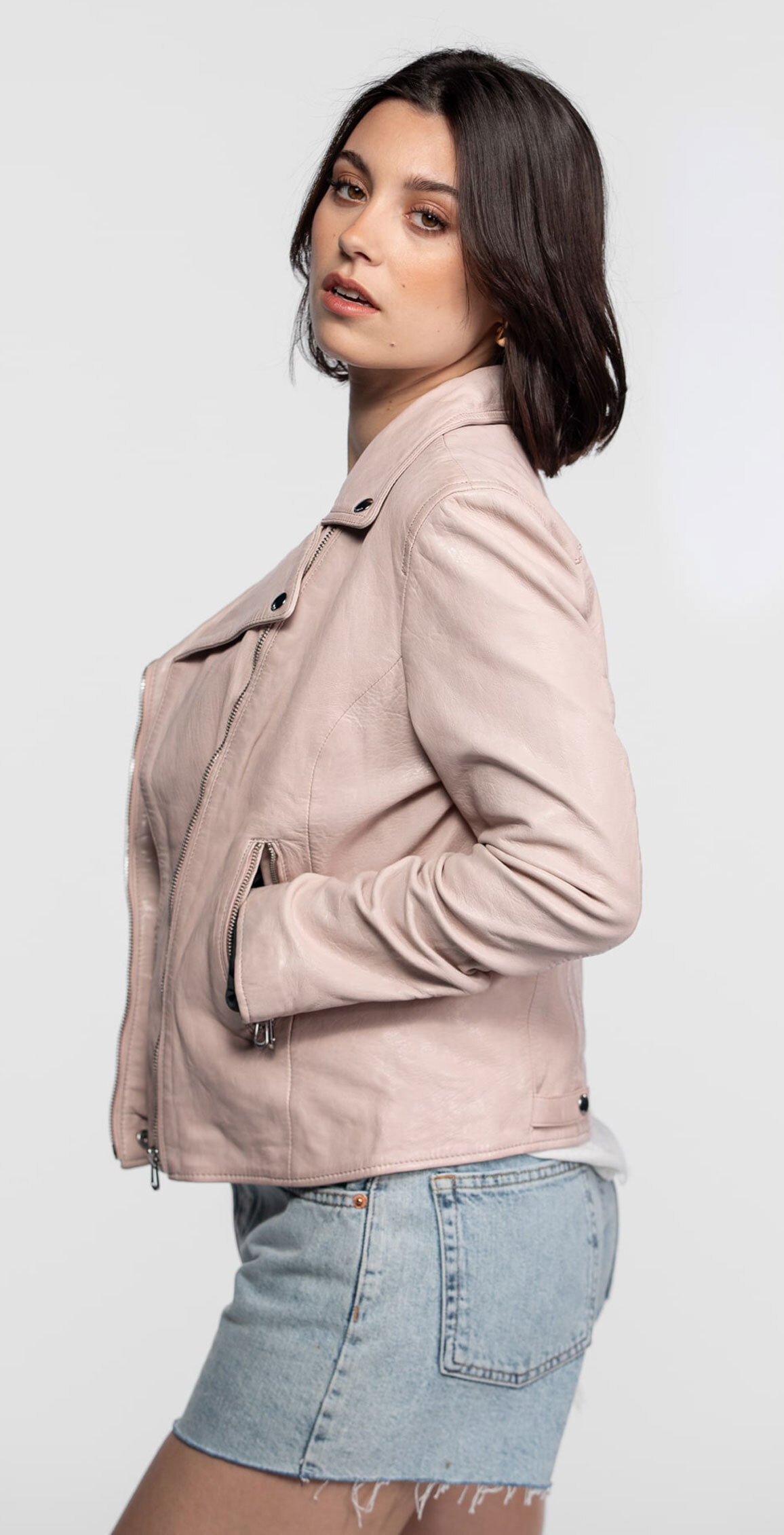 Vêtement en cuir Blousons cuir rose