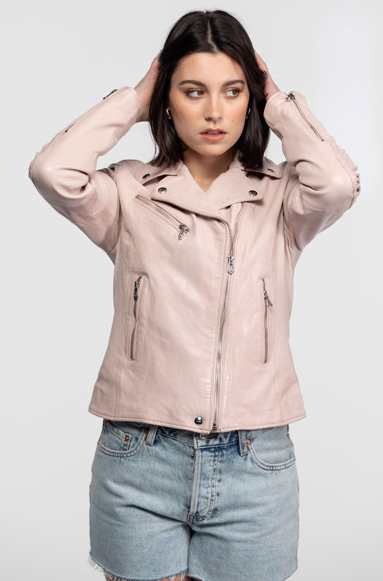 Vêtement en cuir Blousons cuir rose