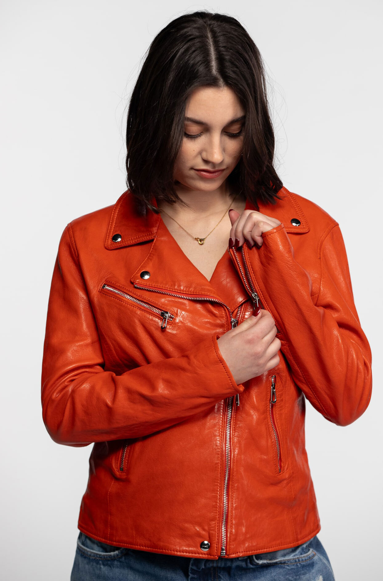 Vêtement en cuir Blousons cuir rouge