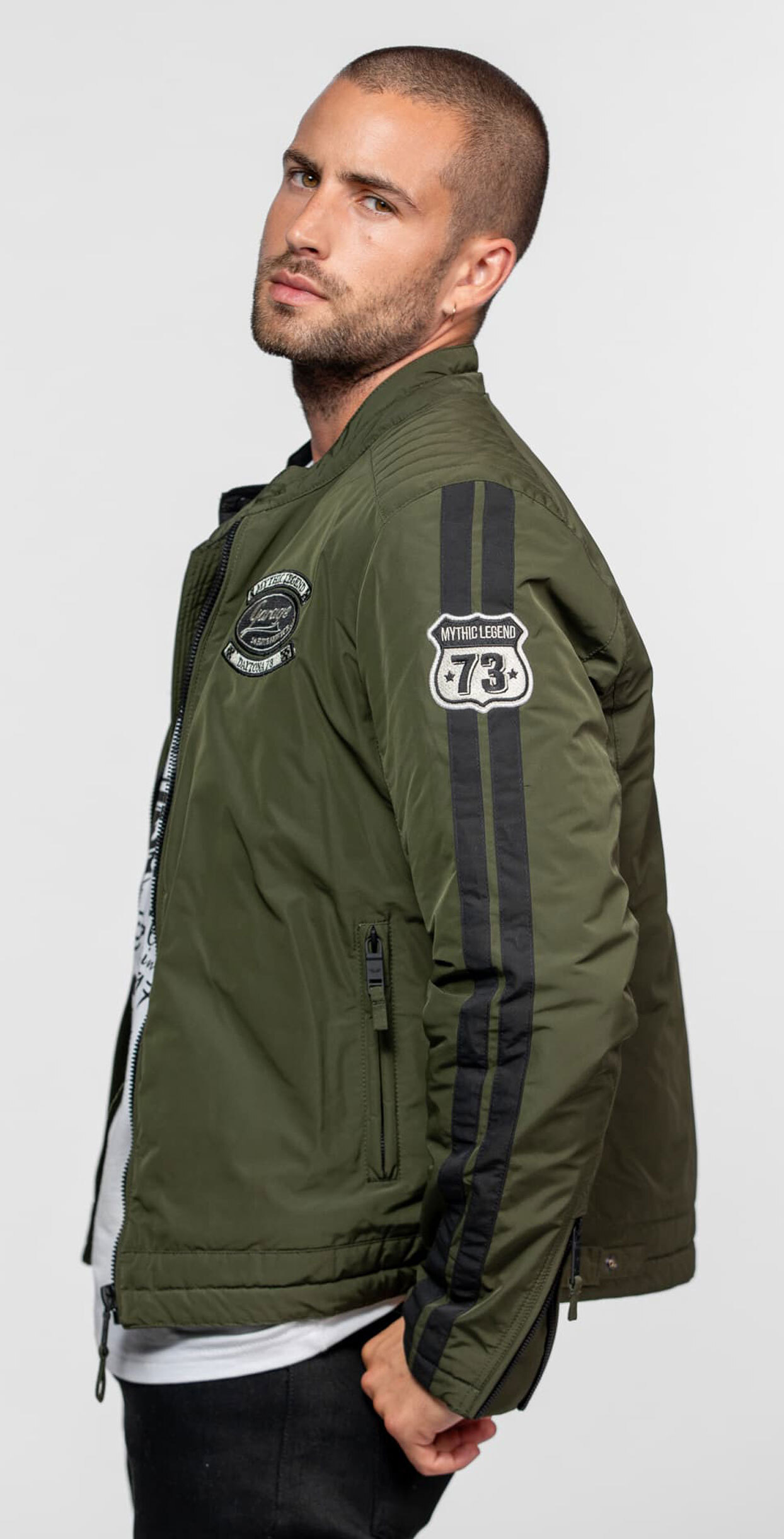 Vêtement en cuir Blousons textile kaki