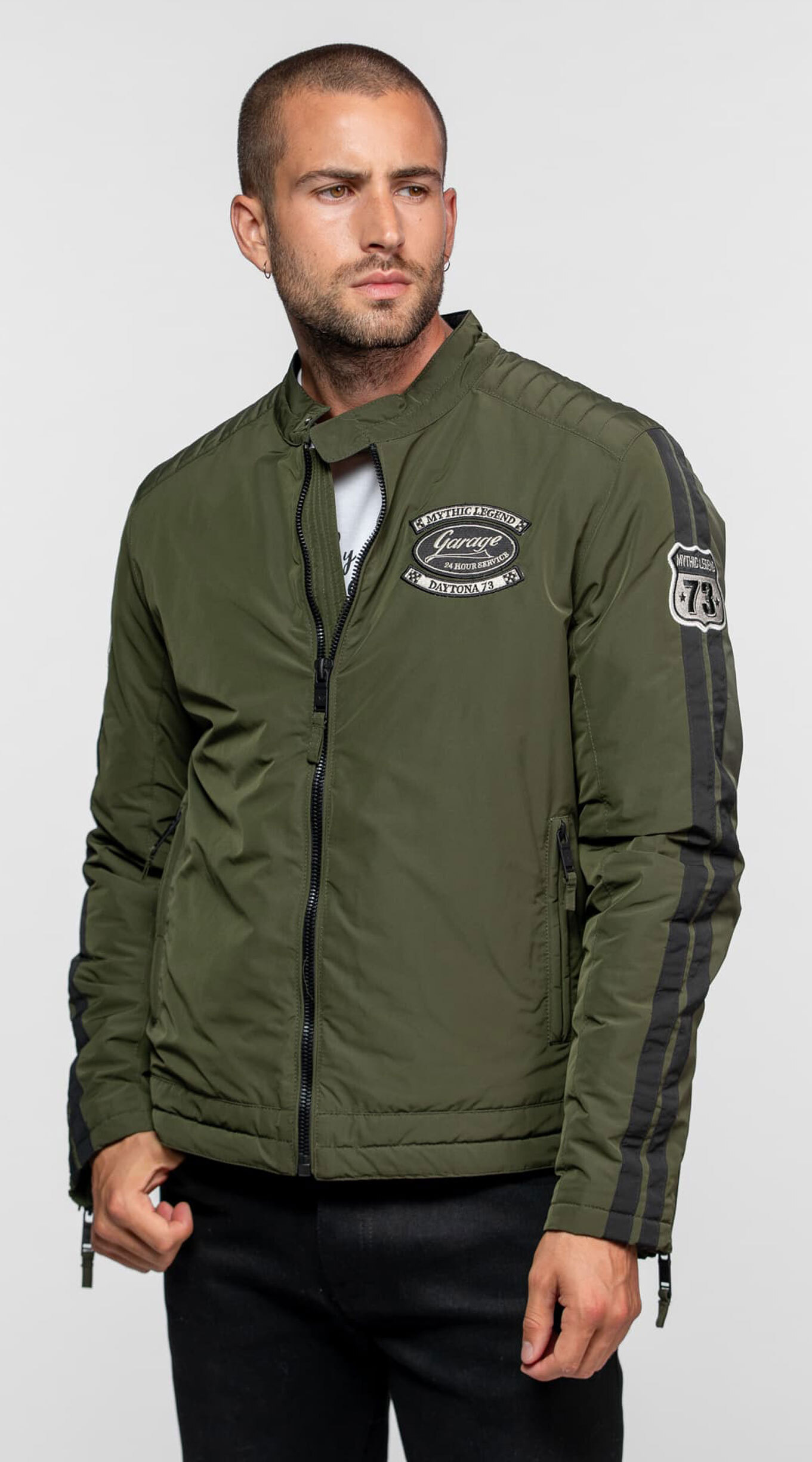 Vêtement en cuir Blousons textile kaki